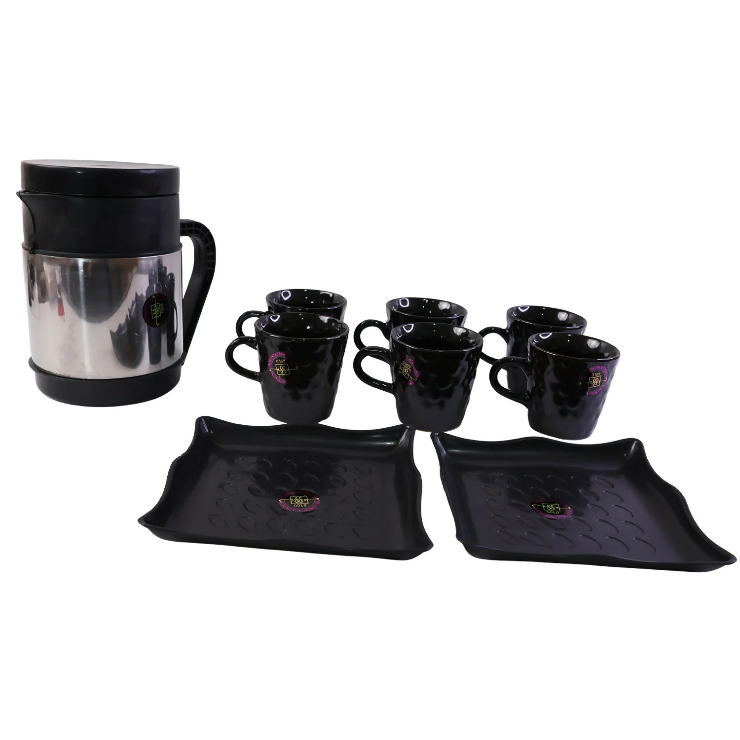 Tea & Coffee Serving Set – Elegant Stainless Steel Design with 6 Cups & Tray - Image 5