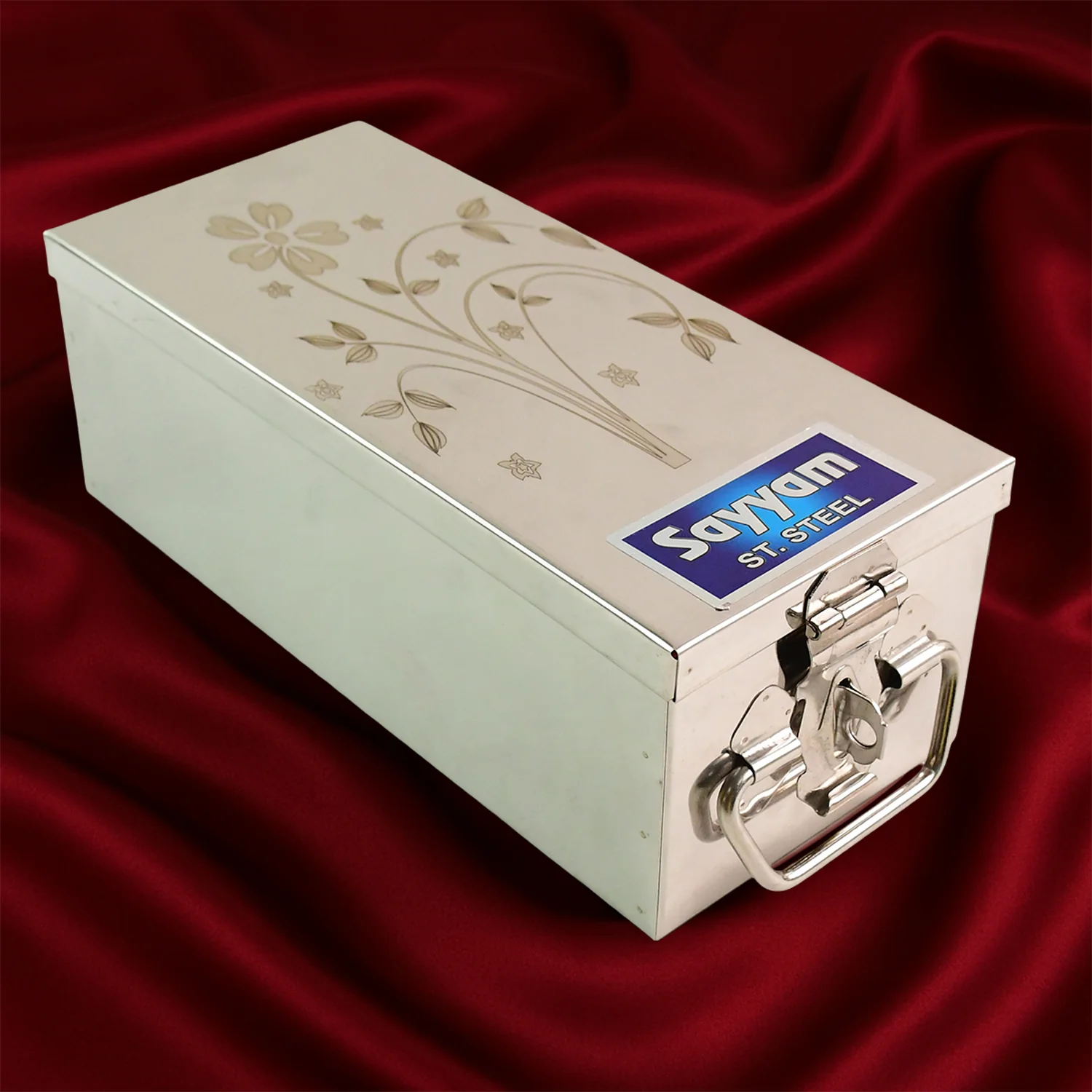 Jewellery Storage Box – Stainless Steel with Velvet & Lock - Image 6
