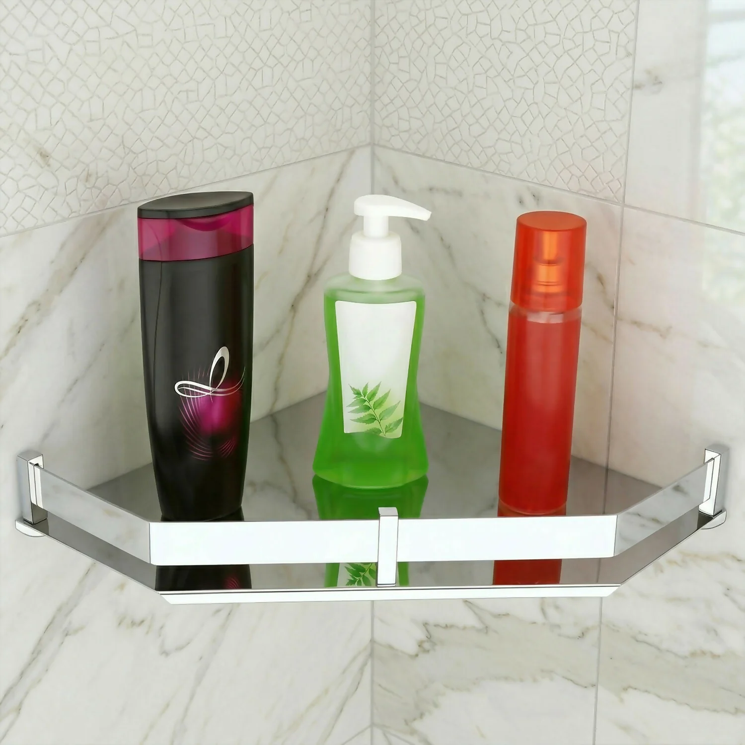 Premium Stainless Steel Corner Shelf – Space-Saving Bathroom Organizer - Image 2