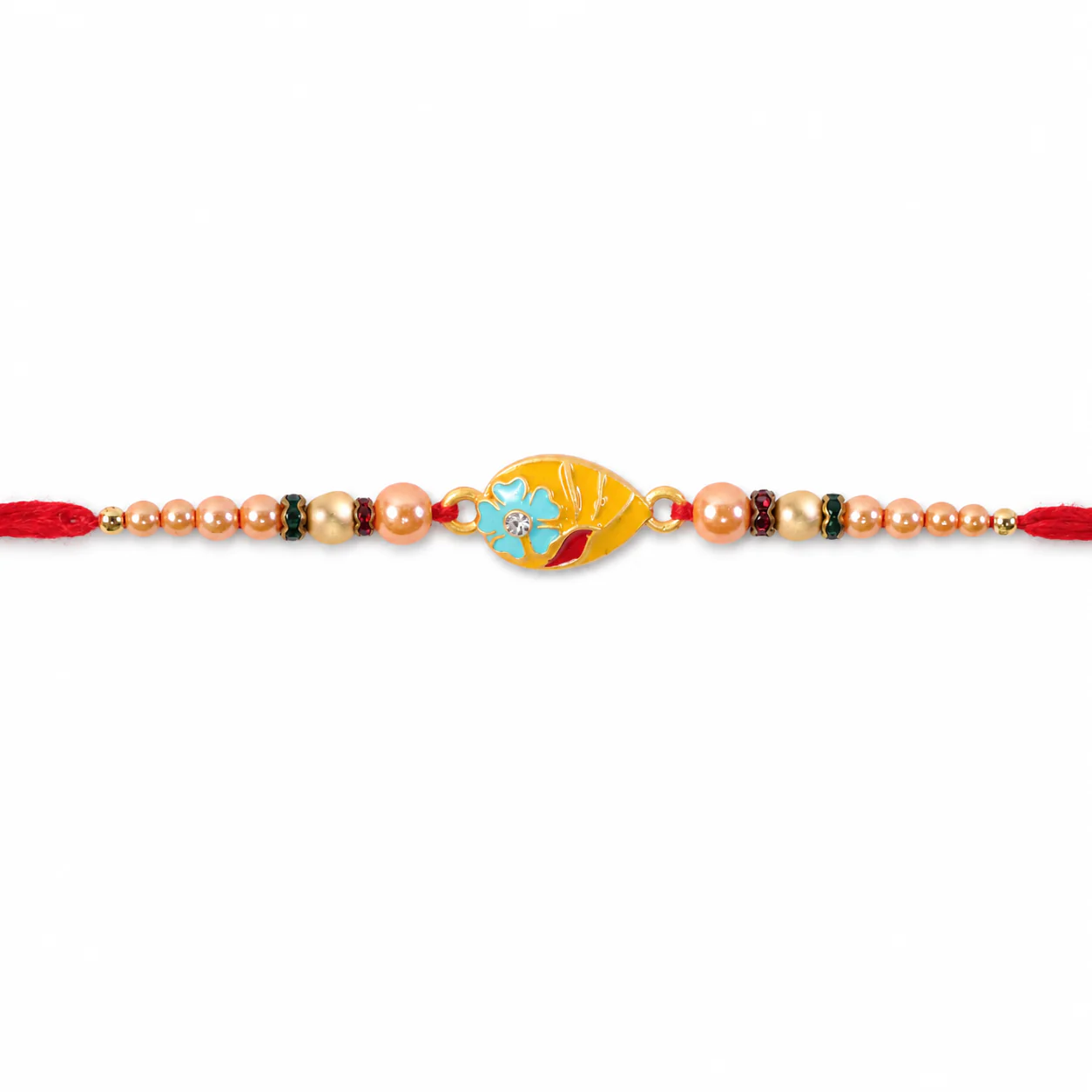 Premium Traditional Meenakari Oval Rakhi with Pearls – Rakhi for Brother - Image 5