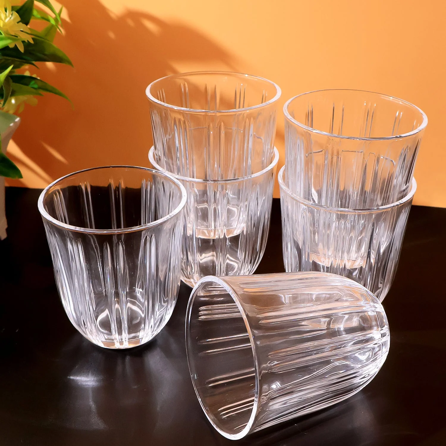 Glass Tumbler Set – Elegant Ribbed Design, 256 ml, 6 Pcs - Image 6