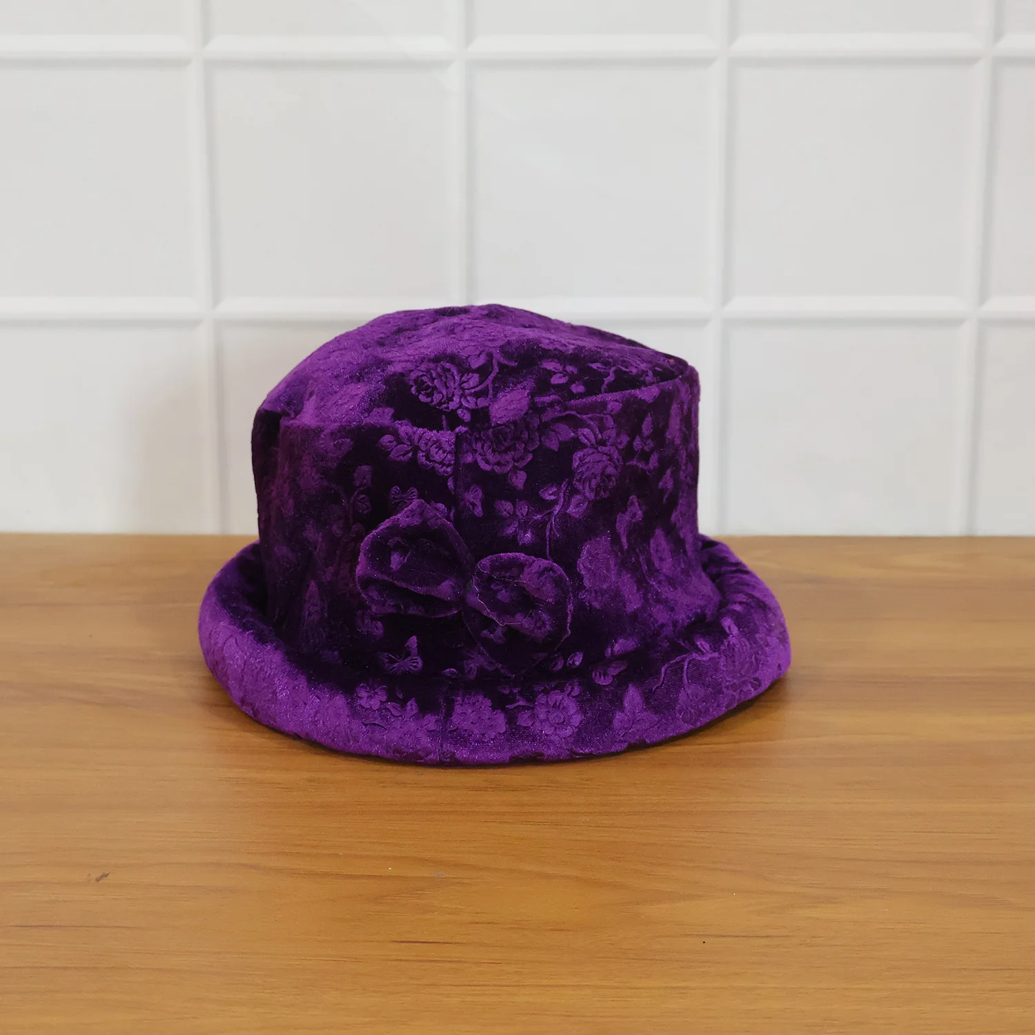 Velvet Floral Bucket Hat – Elegant Winter Accessory for Women - Image 8