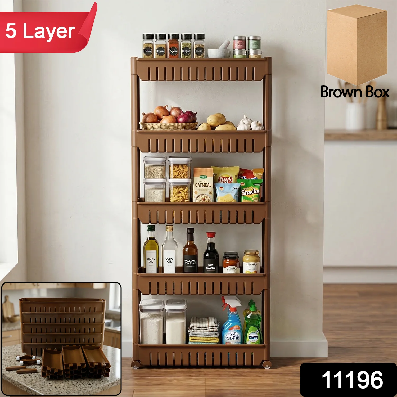 Kitchen Storage Rack – Space-Saving Multi-Tier Organizer with Wheels - Image 2