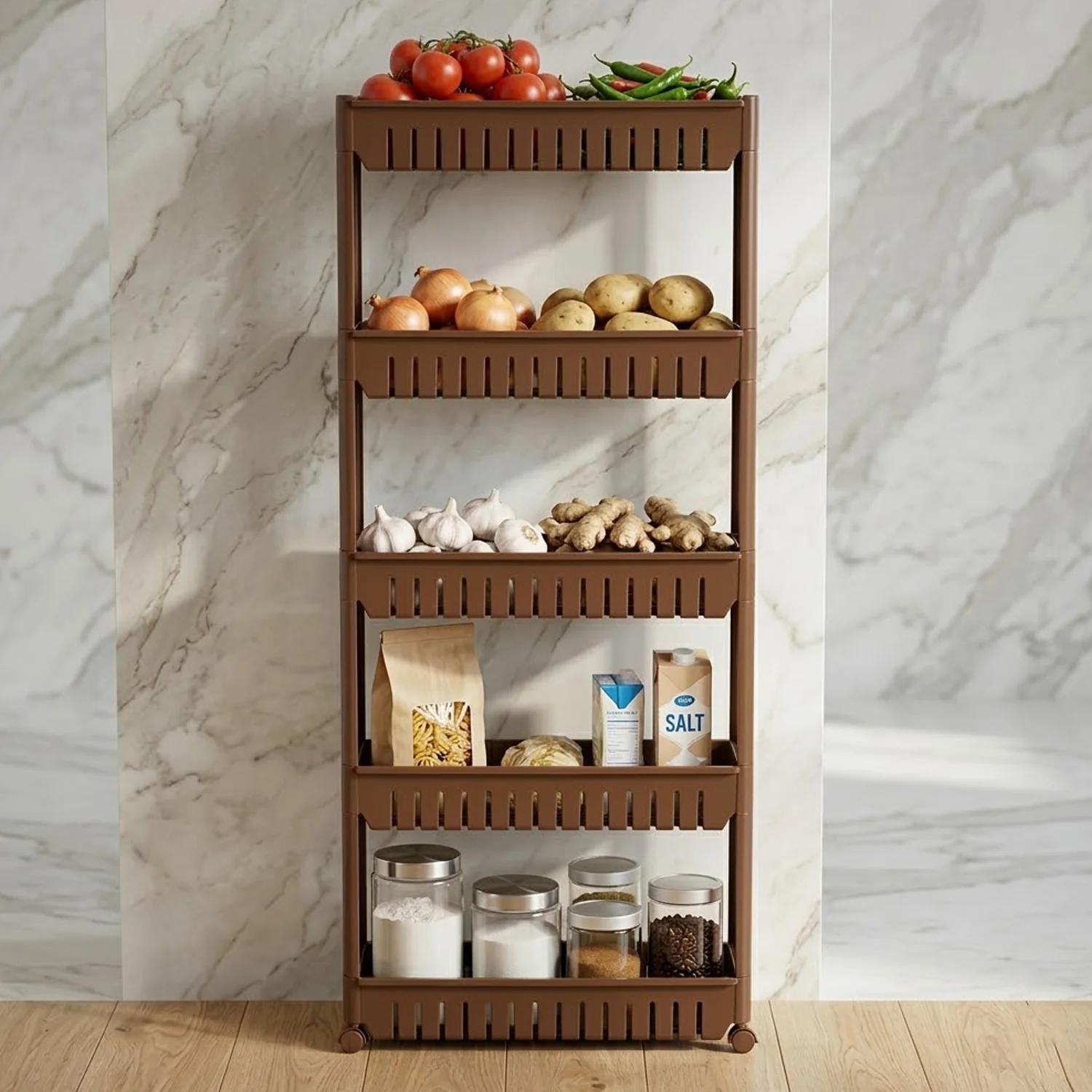 Kitchen Storage Rack – Space-Saving Multi-Tier Organizer with Wheels - Image 3
