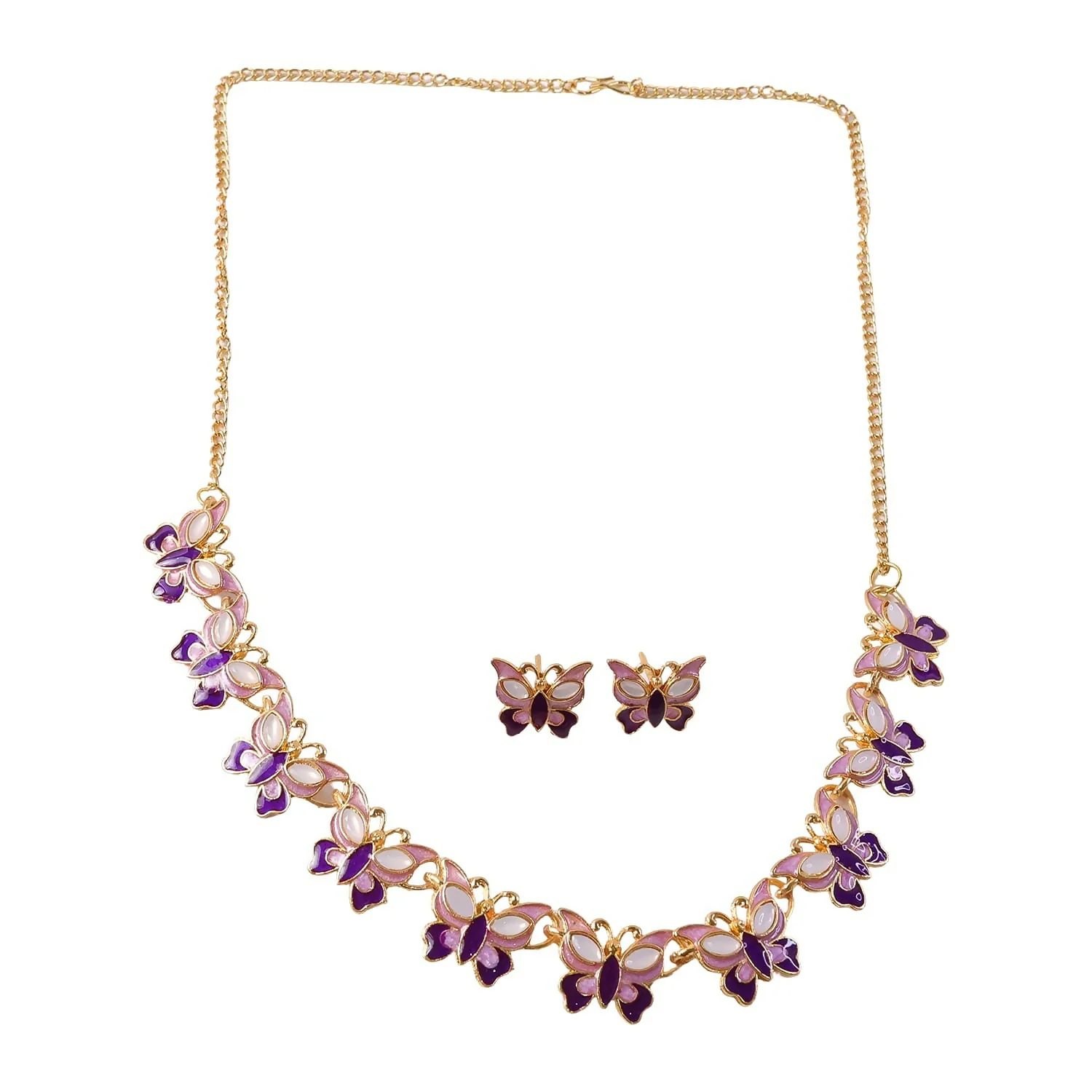 Purple Butterfly Necklace Set – Elegant Gold-Plated Jewellery for Women - Image 4
