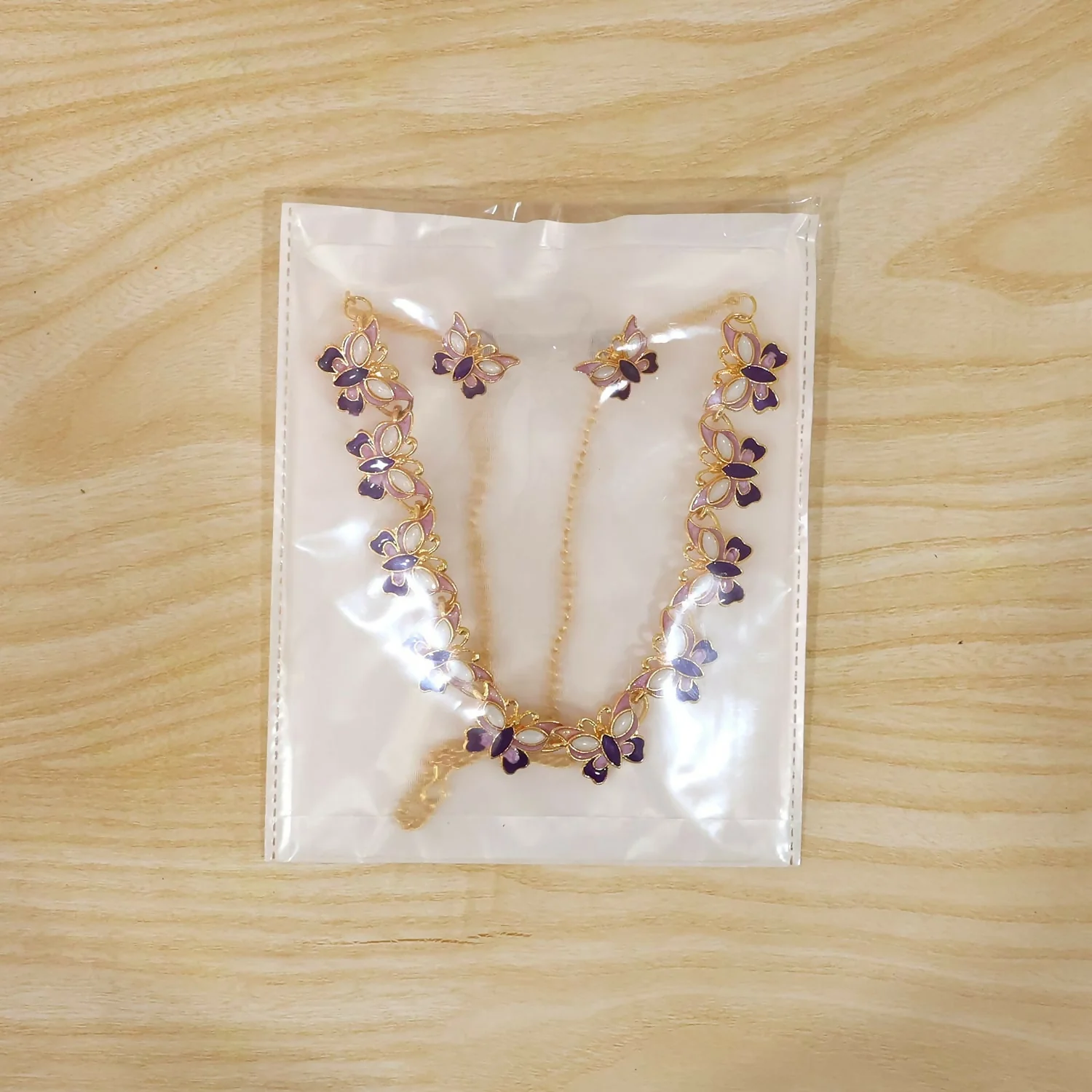 Purple Butterfly Necklace Set – Elegant Gold-Plated Jewellery for Women - Image 5