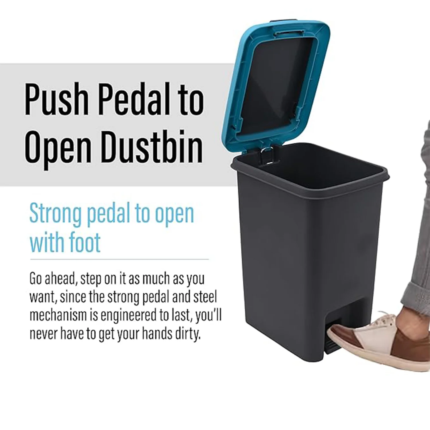 Push N Pedal Dust Bin – Hands-Free 6.5 Liter Space-Saver - Image 4