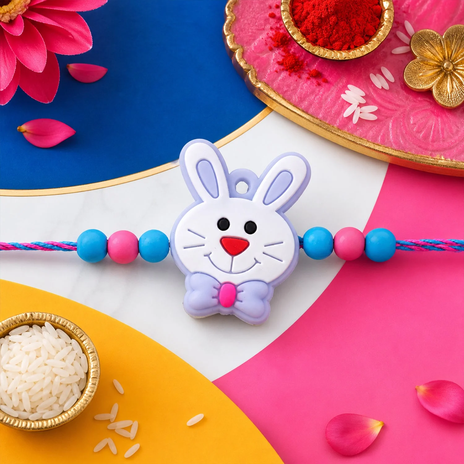 Rabbit Charm Kids Beaded Premium Traditional Designer Rakhi for Brother - Image 4