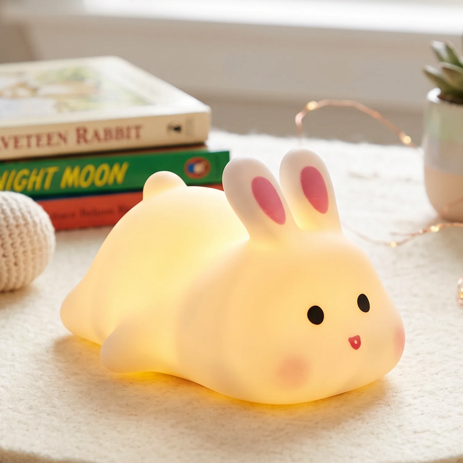 Rabbit LED Night Light, Cute Silicone Bunny Bedside Lamp for Kids (1 Pc) - Image 4
