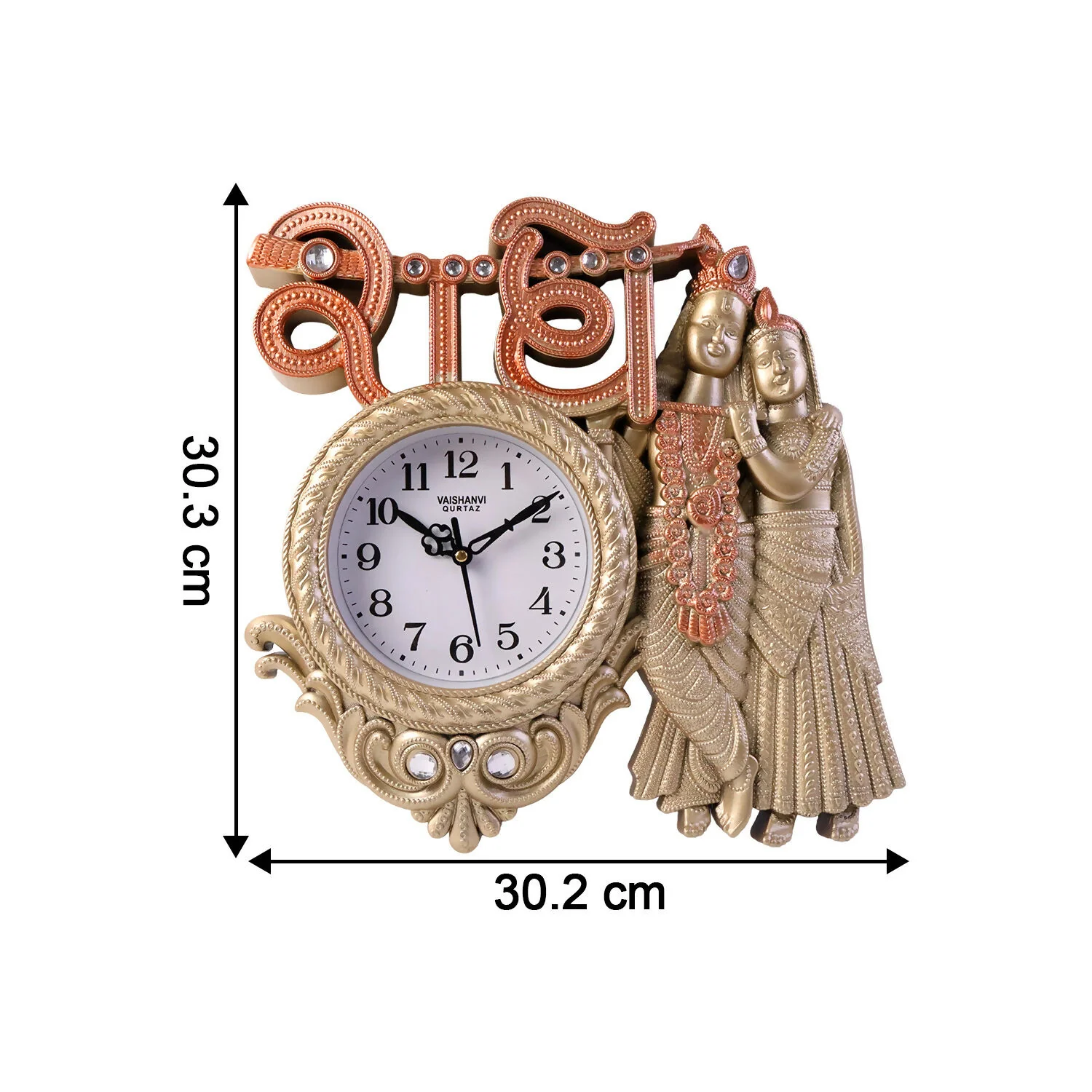 Radha Krishna Wall Clock – Elegant Antique Finish Decor - Image 7