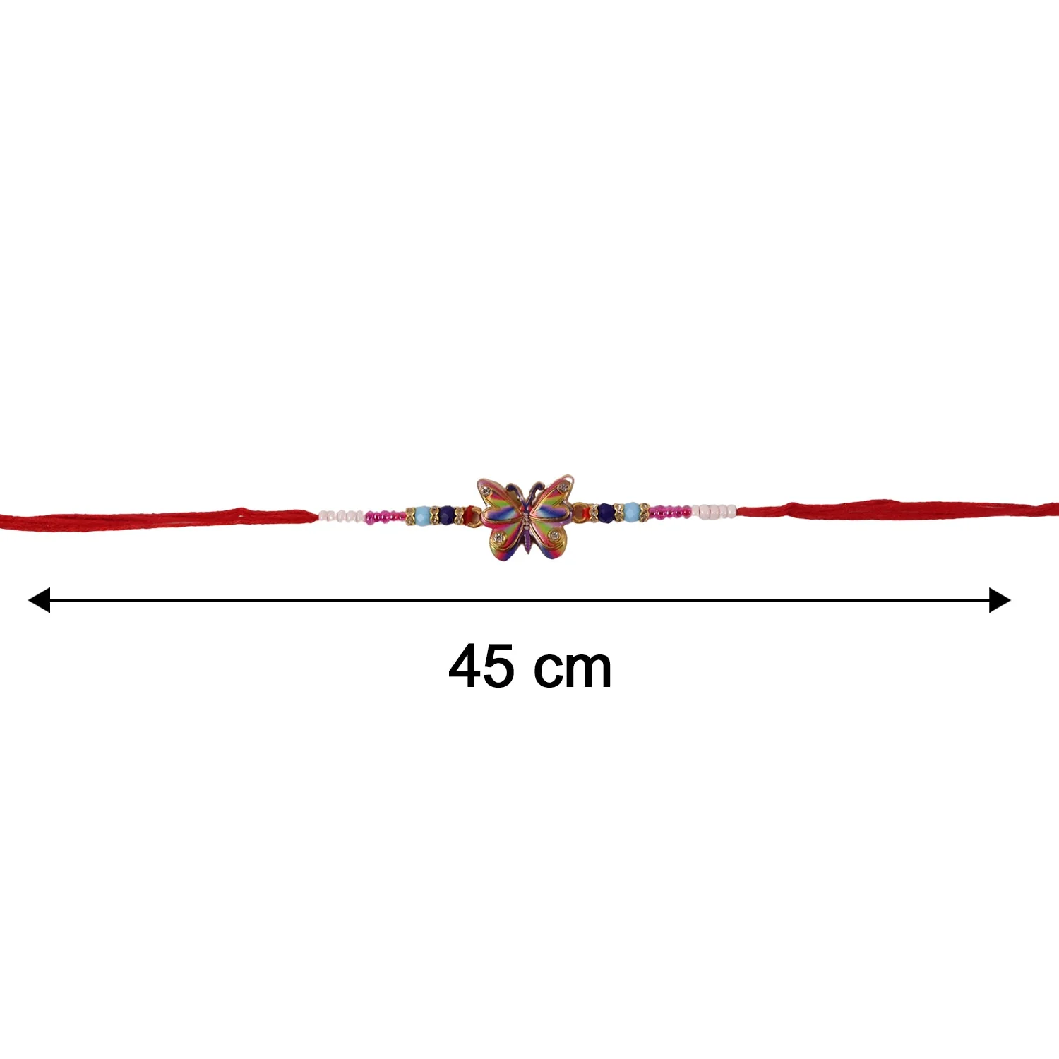 Premium Rainbow Butterfly lumba Rakhi, Elegant Beads & Soft Thread - Image 6