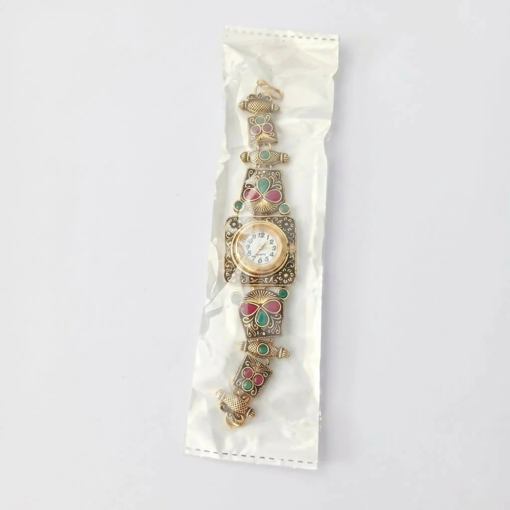 Rajwadi Antique Gold Plated Designer Bracelet Watch for Women - Image 6