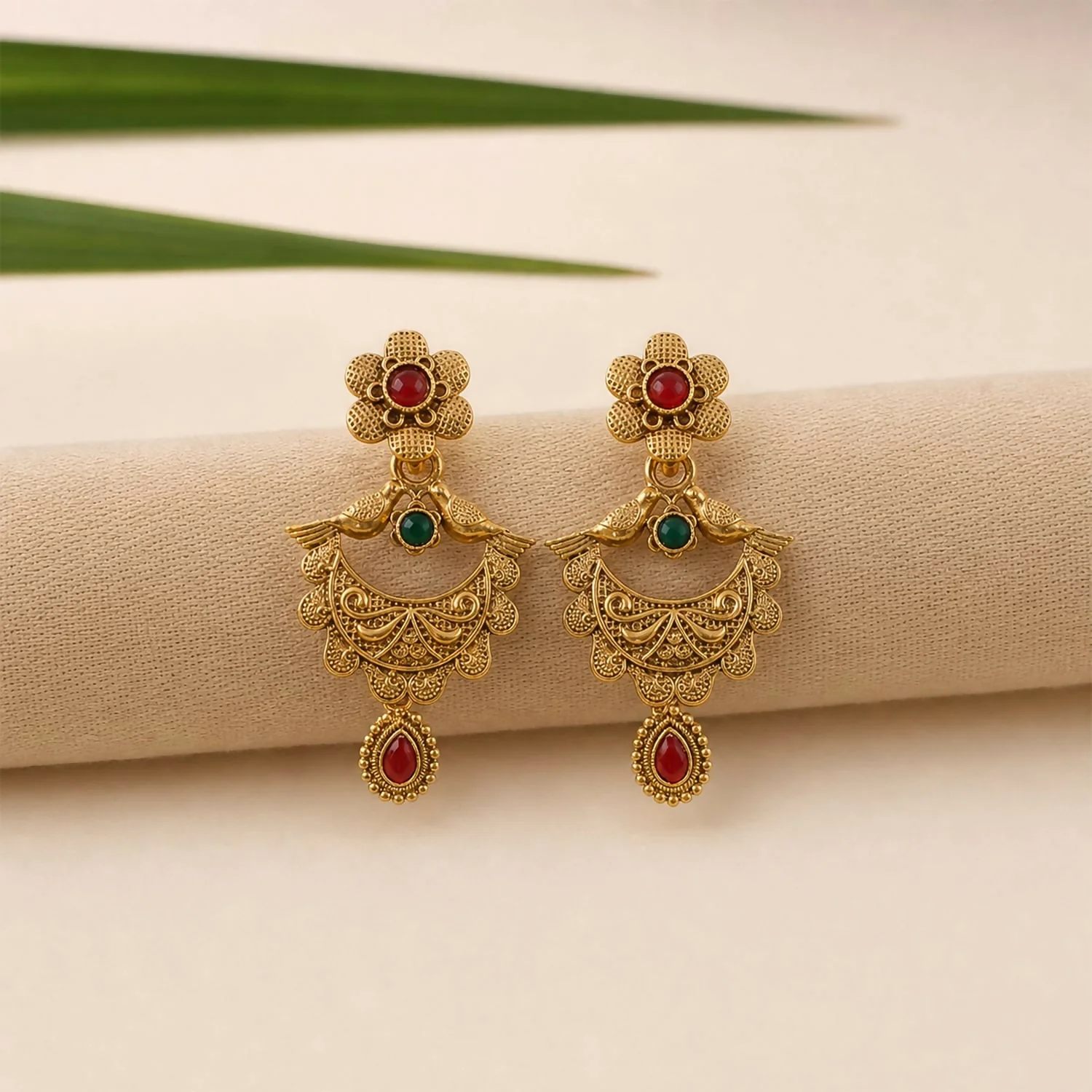Peacock Necklace Set – Regal Gold Plated Ethnic Jewelry for Weddings - Image 2