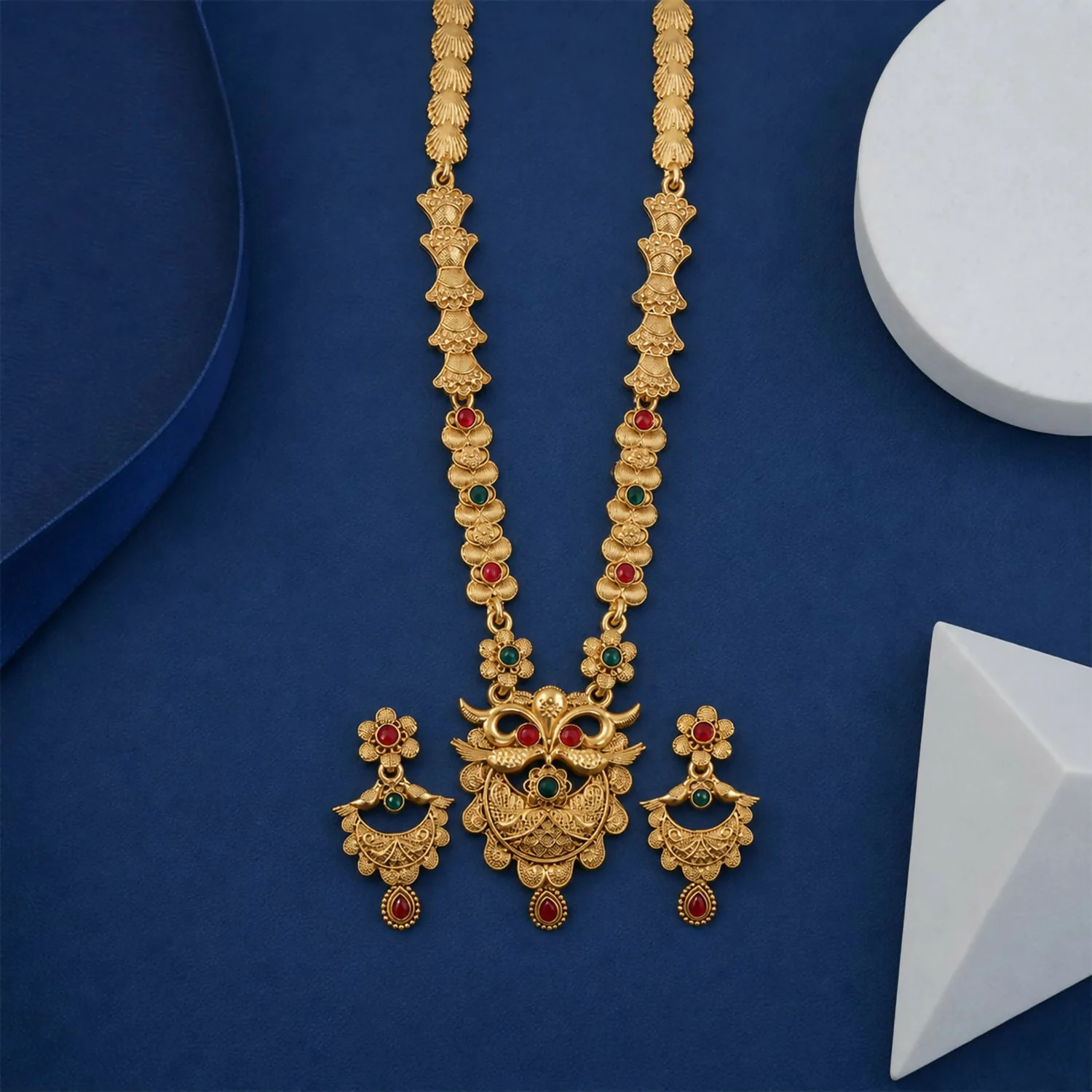 Peacock Necklace Set – Regal Gold Plated Ethnic Jewelry for Weddings - Image 3