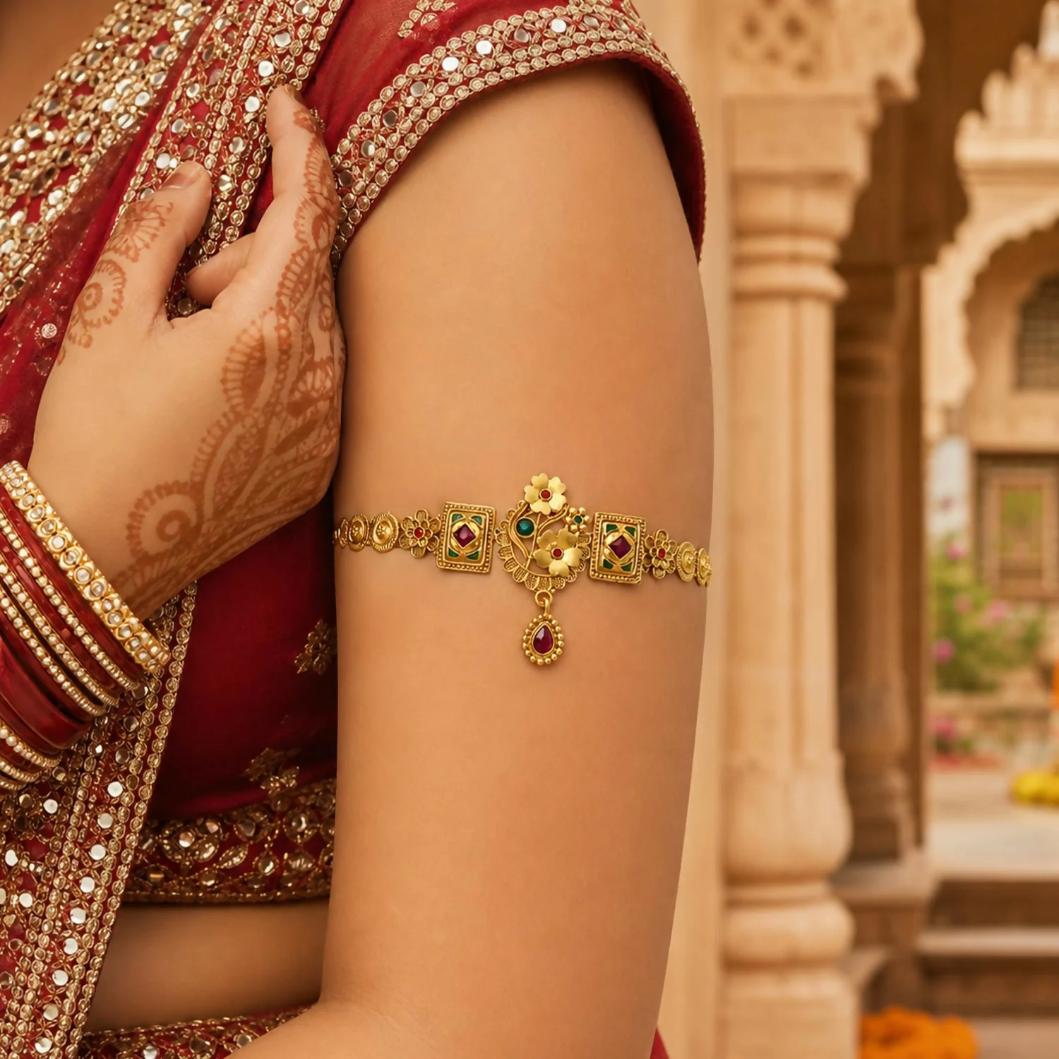 Rajwadi Bajubandh Armlet – Elegant Indian Heritage Jewelry - Image 4