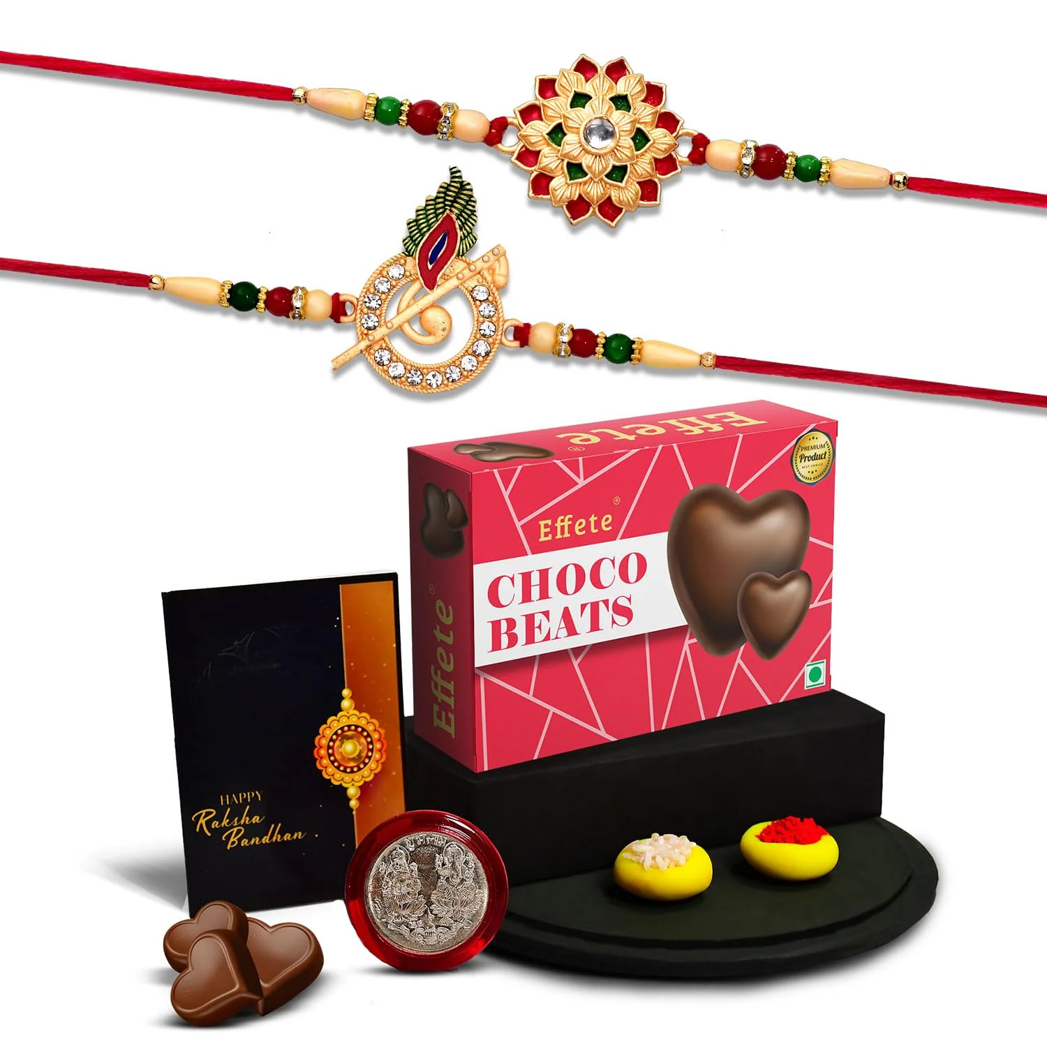 Designer Rakhi Combo Set – Premium Krishna Flute & Floral Rakhi Gift – Raksha Bandhan - Image 2