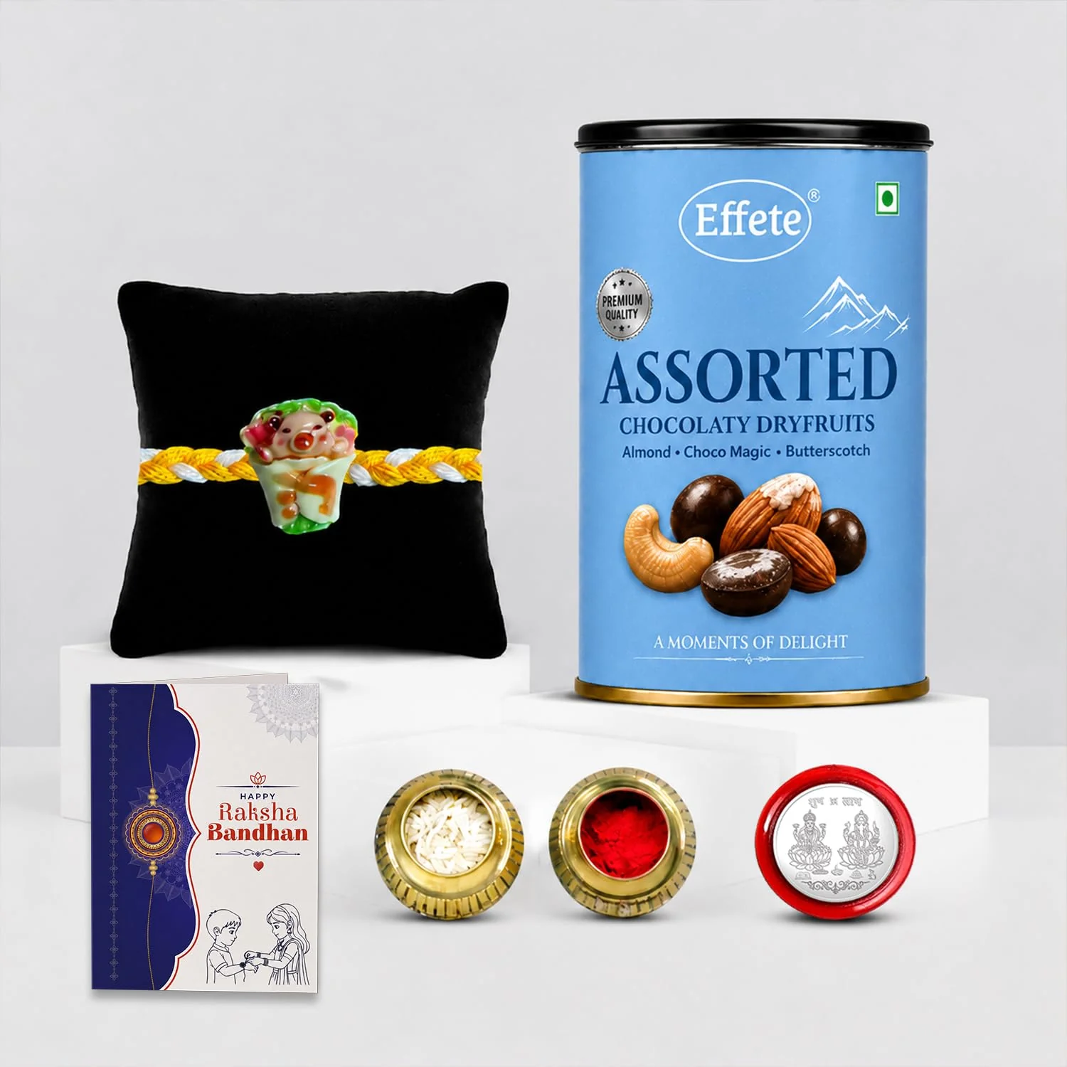 Clay Doll Design Rakhi with Chocolate for Brother – Raksha Bandhan Gift Combo (Set of