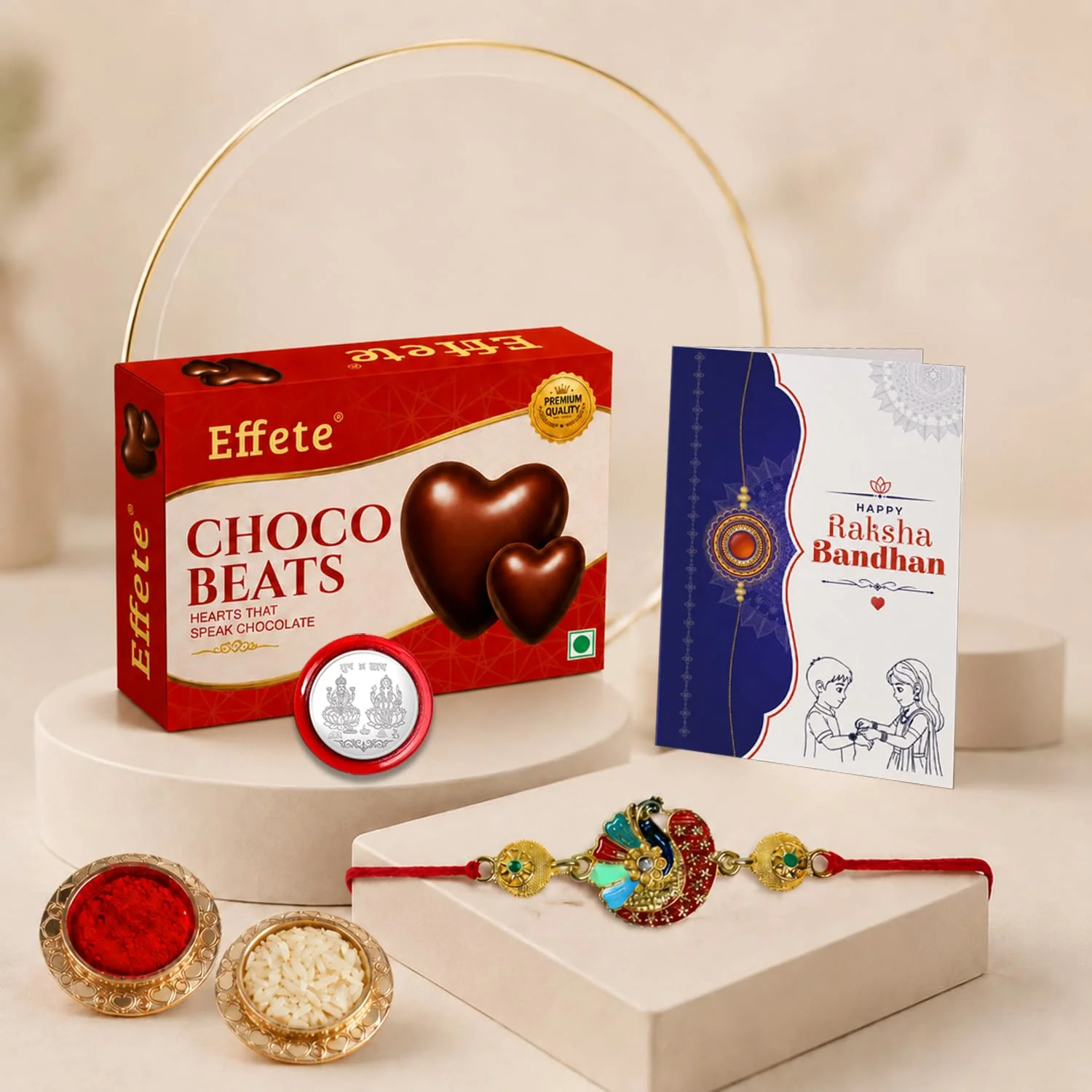 Colorful Mor Rakhi with Chocolate for Brother – Raksha Bandhan Gift Combo (Set of 5)