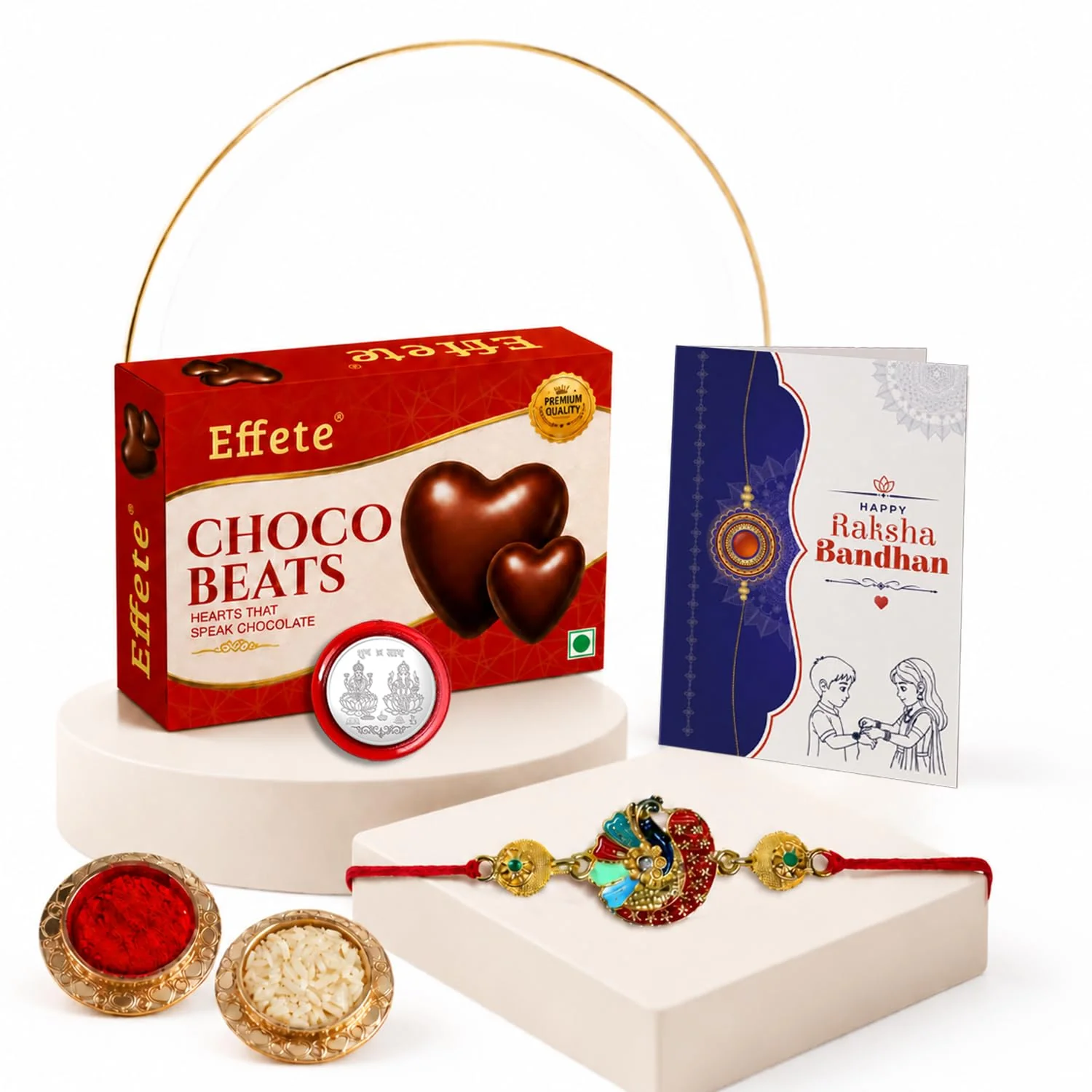Colorful Mor Rakhi with Chocolate for Brother – Raksha Bandhan Gift Combo (Set of 5) - Image 2