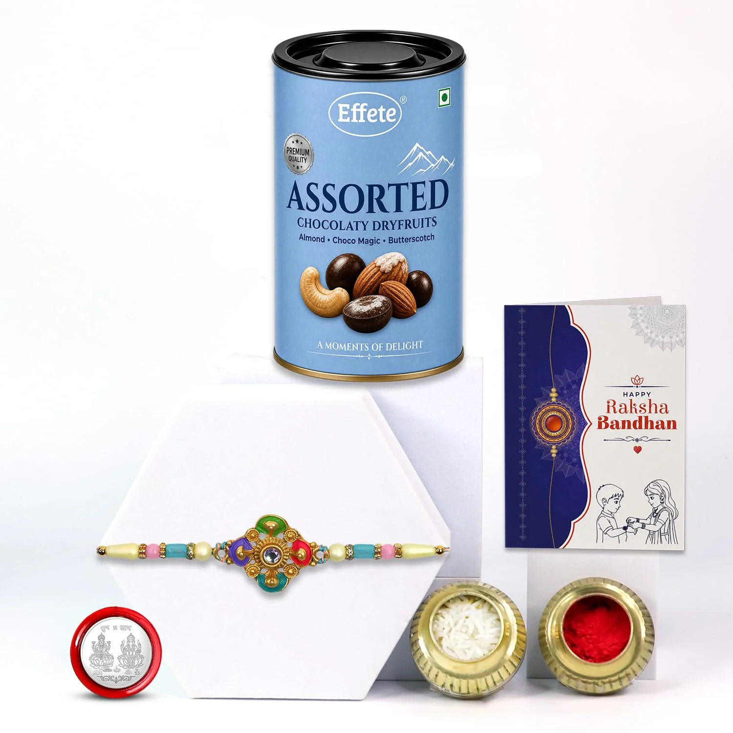 Colorful Stylish Rakhi with Chocolate for Brother – Raksha Bandhan Gift Combo (Set of