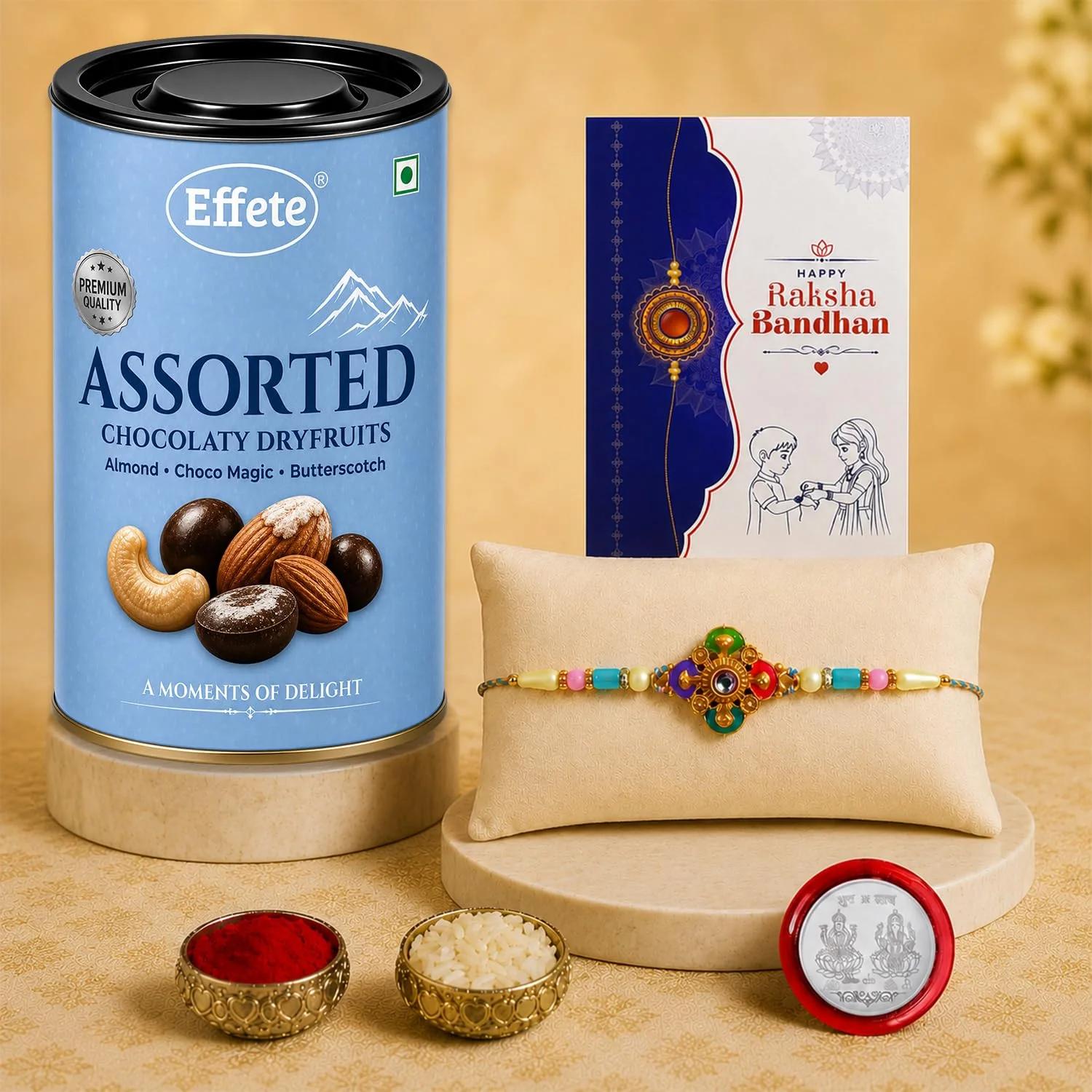 Colorful Stylish Rakhi with Chocolate for Brother – Raksha Bandhan Gift Combo (Set of - Image 2