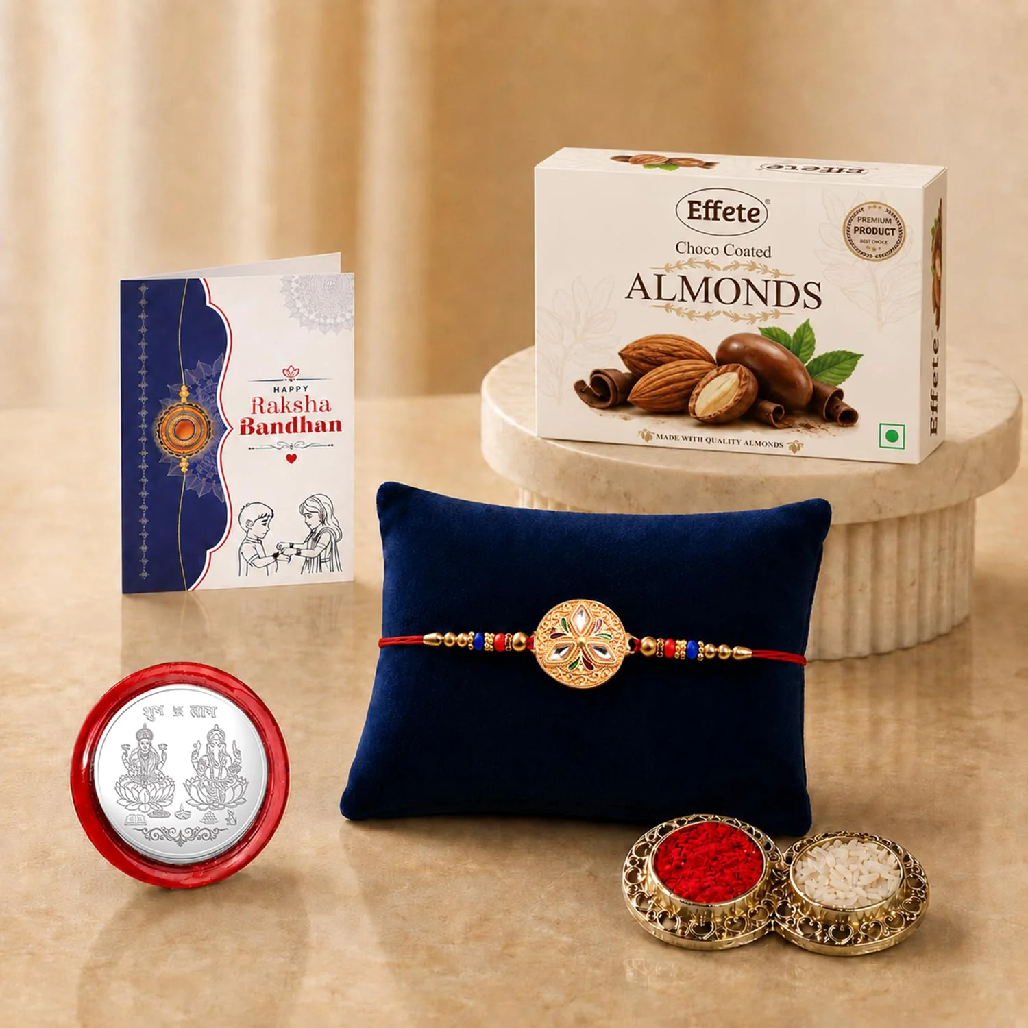 Rakhi with Chocolate for Brother – Elegant Raksha Bandhan Combo Gift Set (Set of 5)