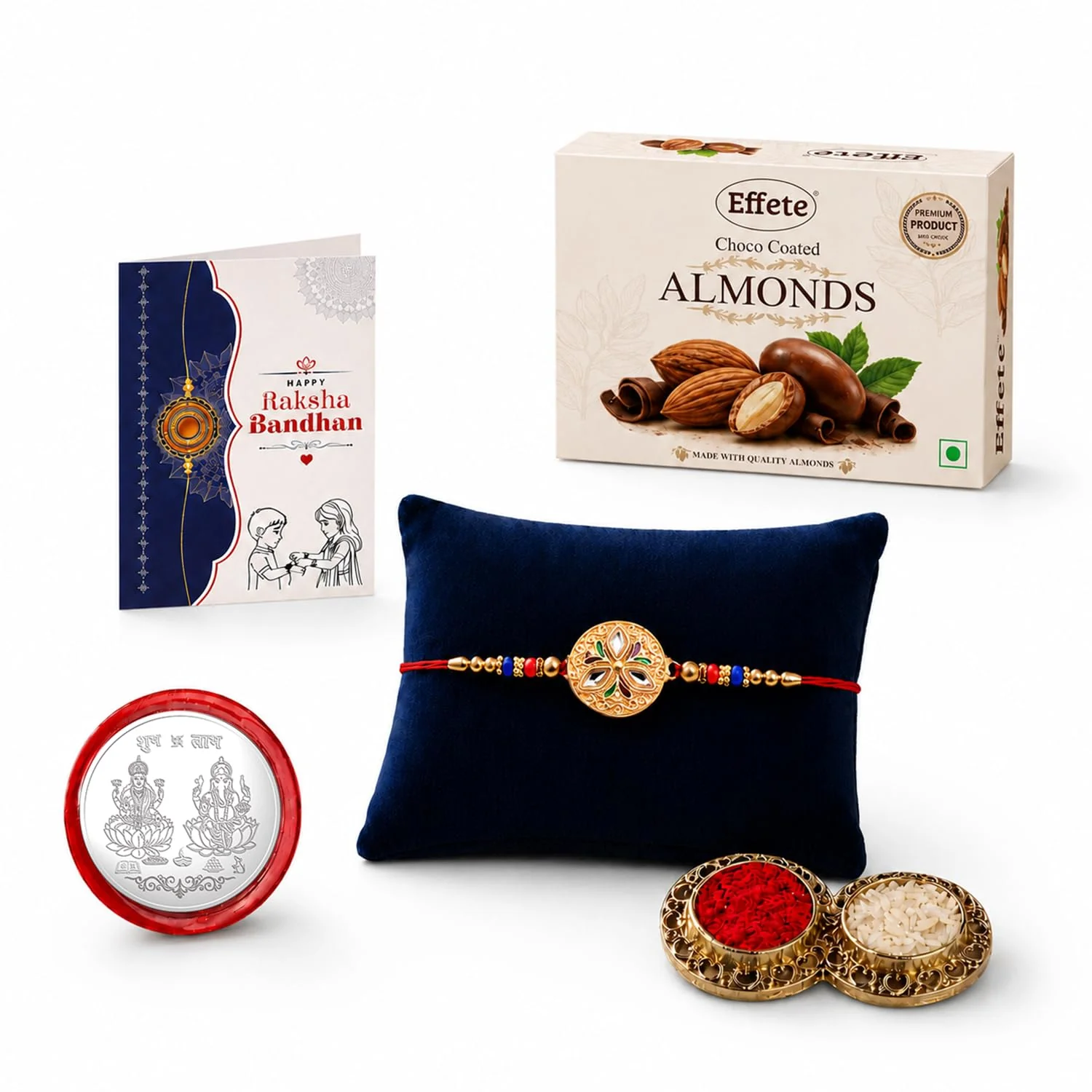 Rakhi with Chocolate for Brother – Elegant Raksha Bandhan Combo Gift Set (Set of 5) - Image 5