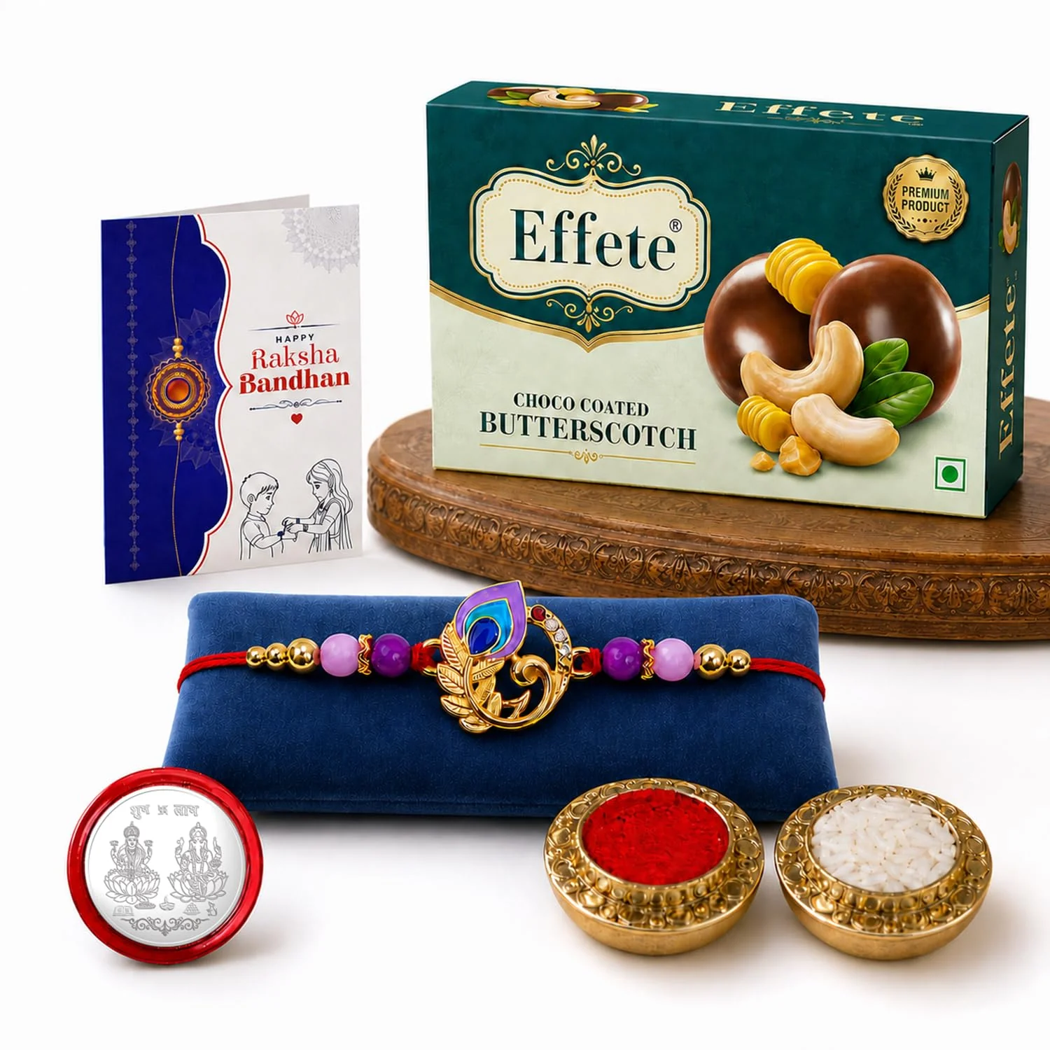 Elegant Mor Design Rakhi with Chocolate for Brother – Raksha Bandhan Gift Combo (Set - Image 2