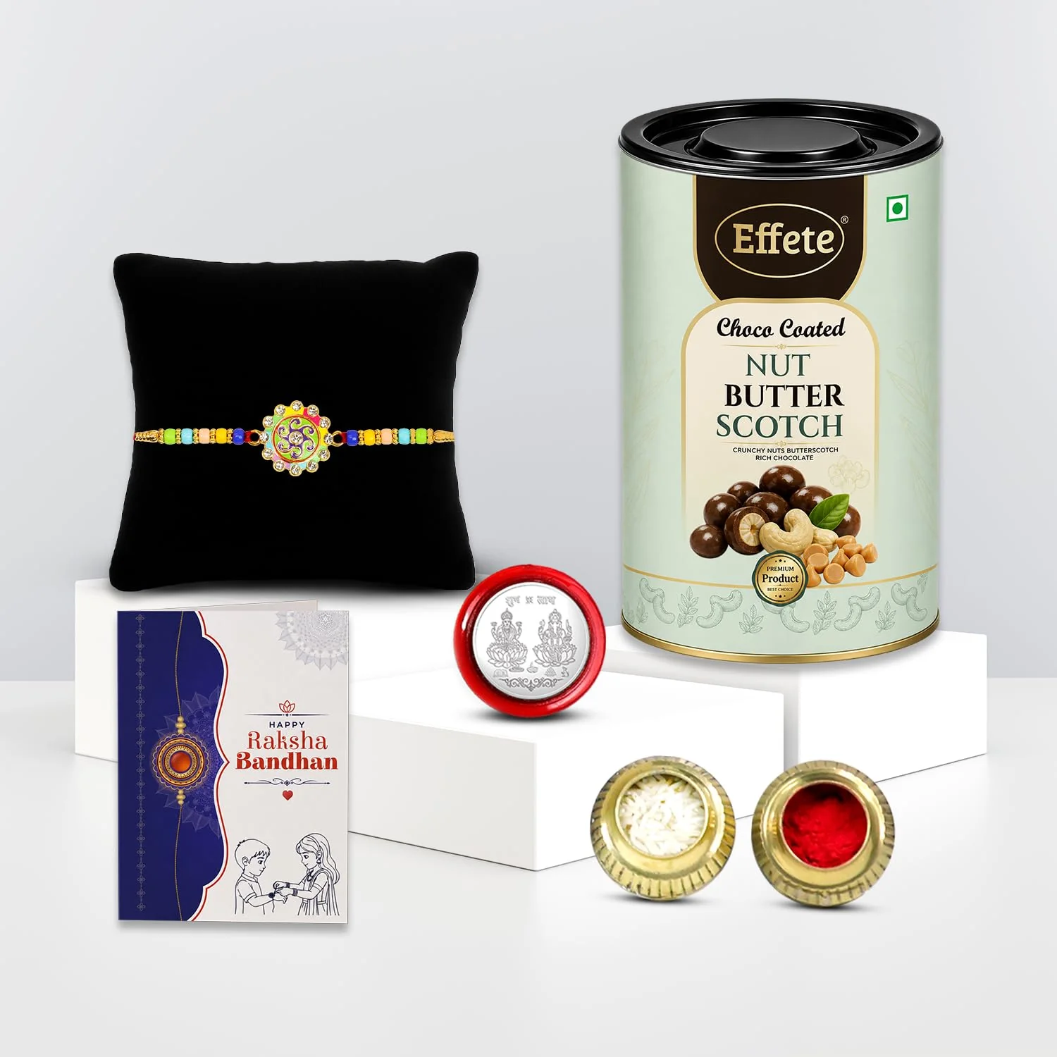 Elegant Rakhi with Chocolate for Brother – Raksha Bandhan Festive Gift Combo (Set of