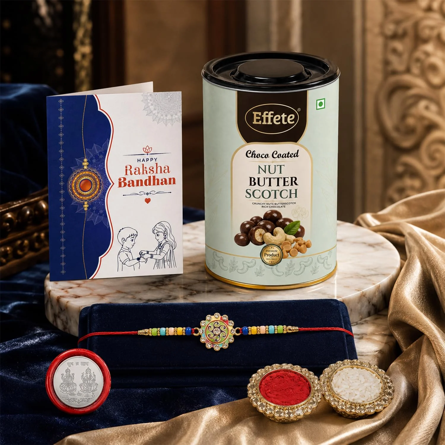 Elegant Rakhi with Chocolate for Brother – Raksha Bandhan Festive Gift Combo (Set of - Image 2