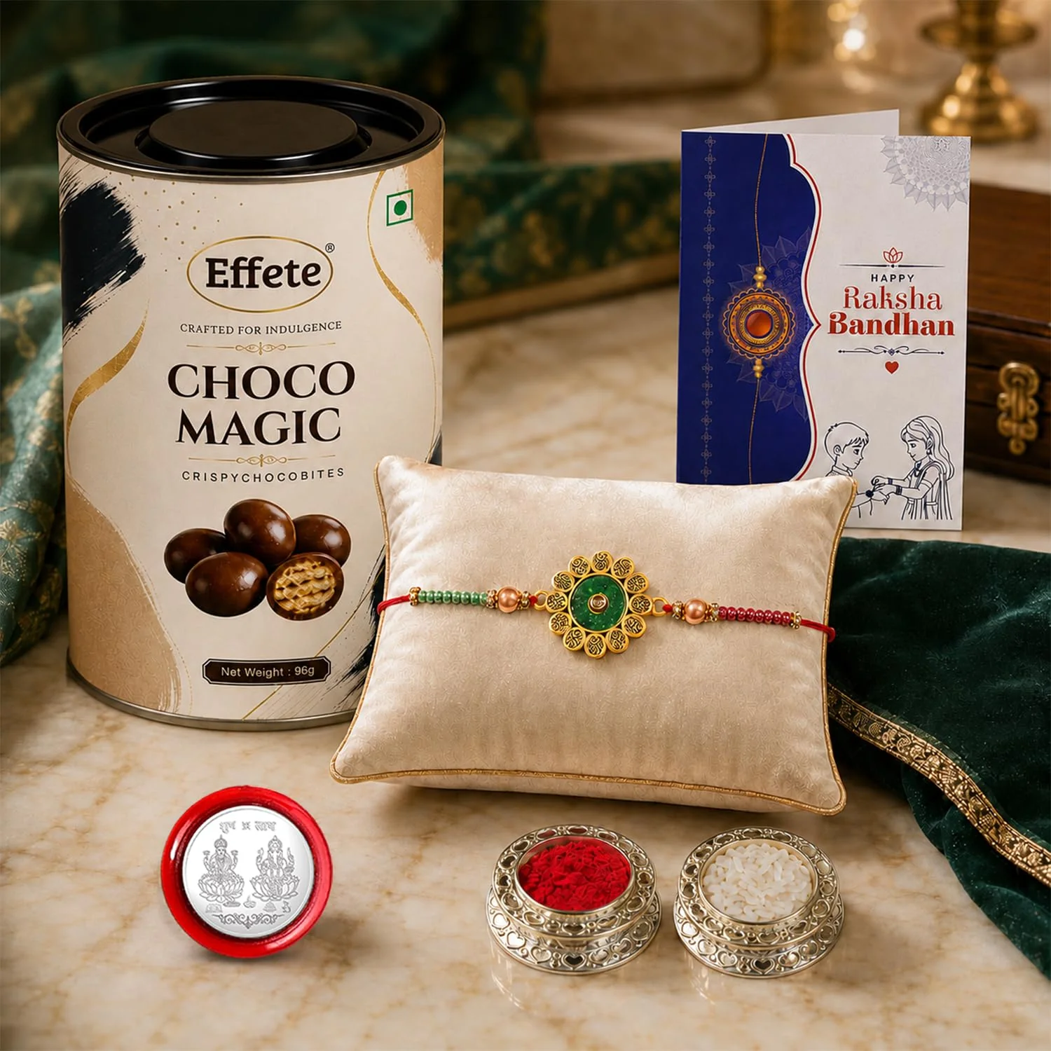 Rakhi with Chocolate for Brother – Flower Raksha Bandhan Combo Gift Set (Pack of 5)