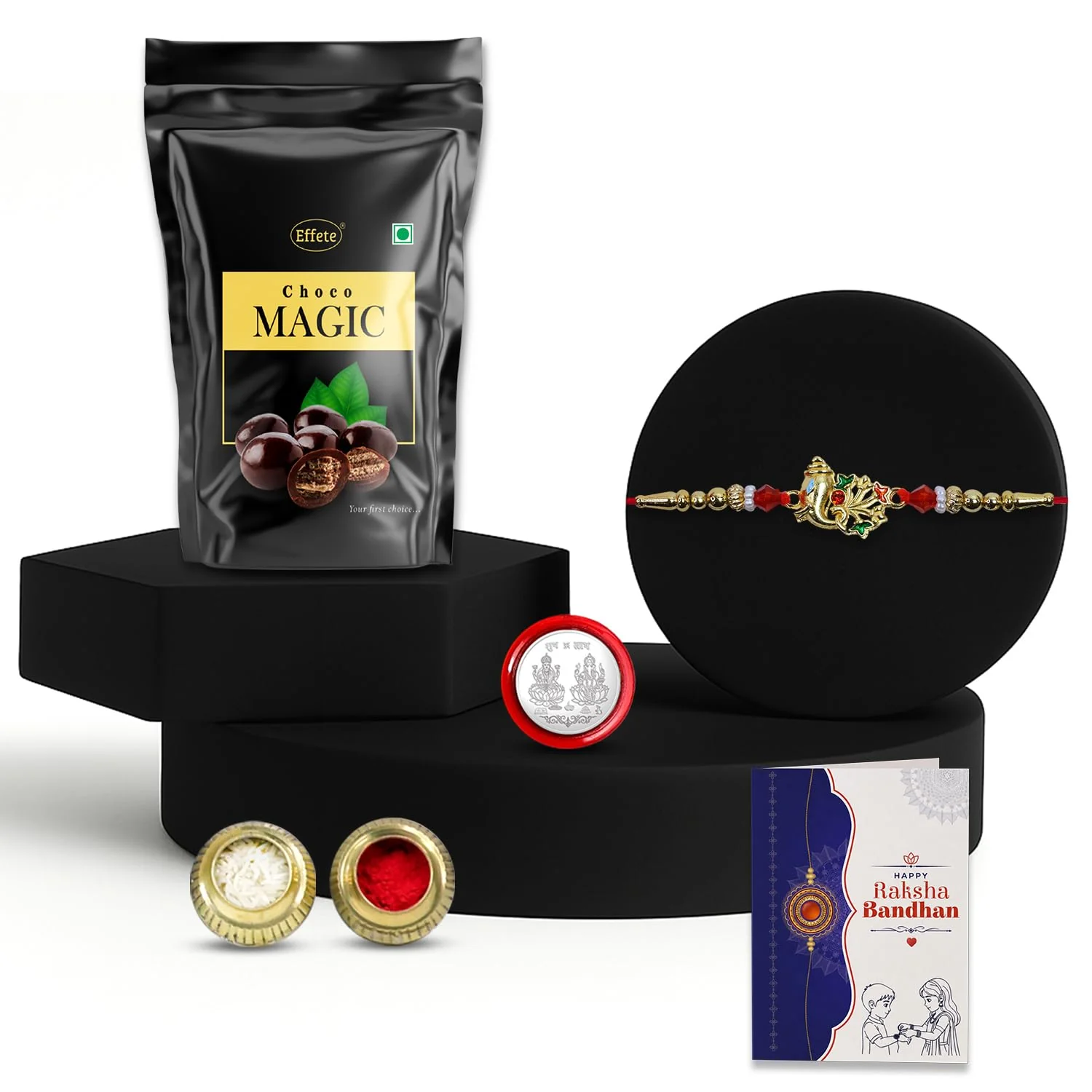 Ganesh Ji Rakhi with Chocolate for Brother – Raksha Bandhan Festive Gift Combo (Pack - Image 2