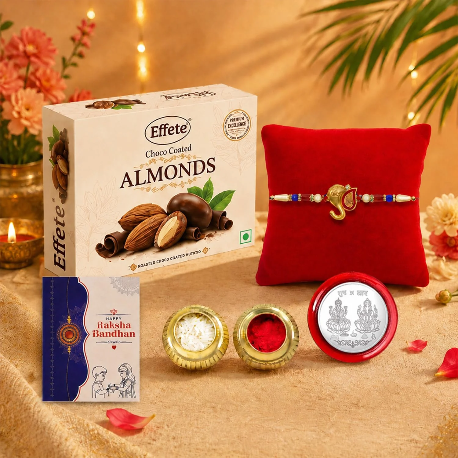 Ganesha Rakhi with Chocolate for Brother – Raksha Bandhan Festive Gift Combo (Pack of