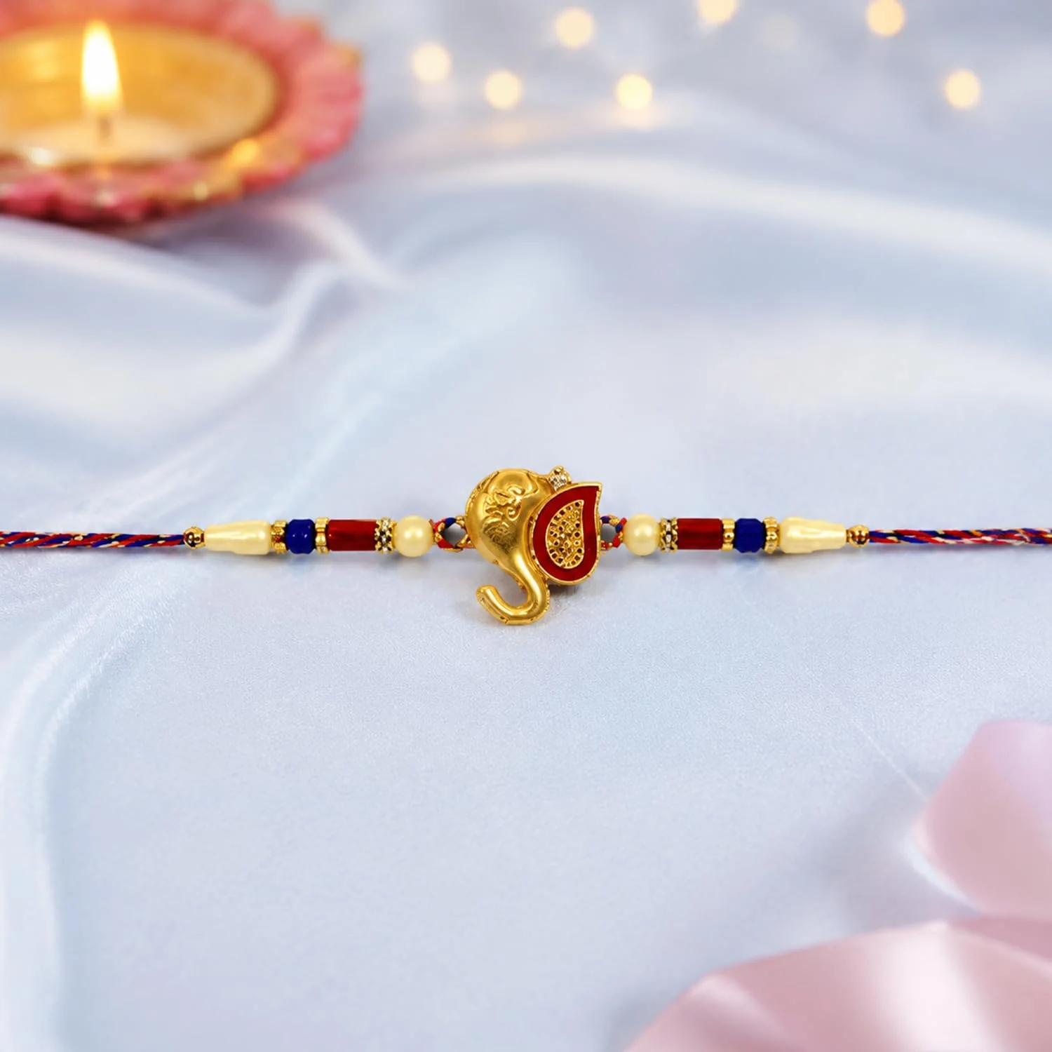 Ganesha Rakhi with Chocolate for Brother – Raksha Bandhan Festive Gift Combo (Pack of - Image 3