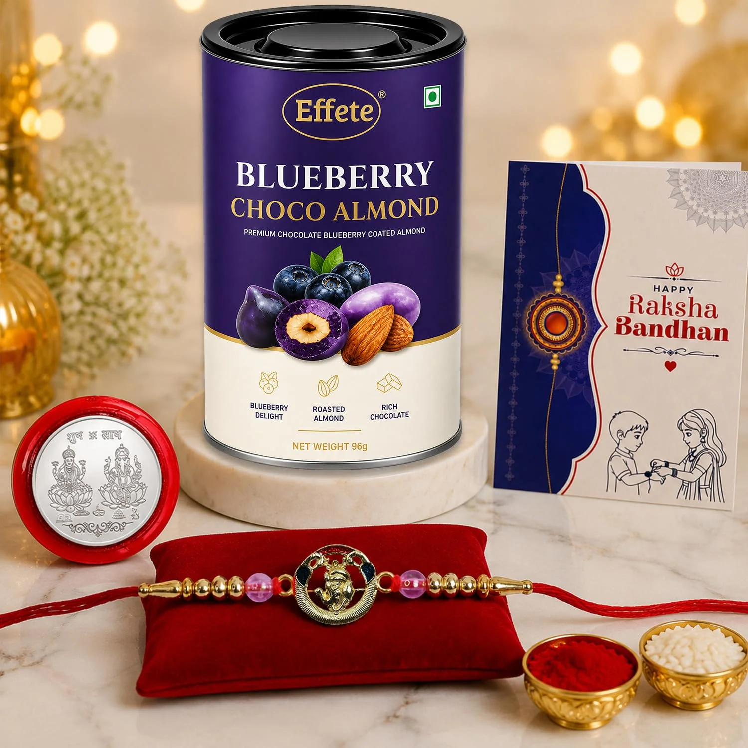 Ganesha Stylish Rakhi with Chocolate for Brother – Raksha Bandhan Gift Combo (Set of