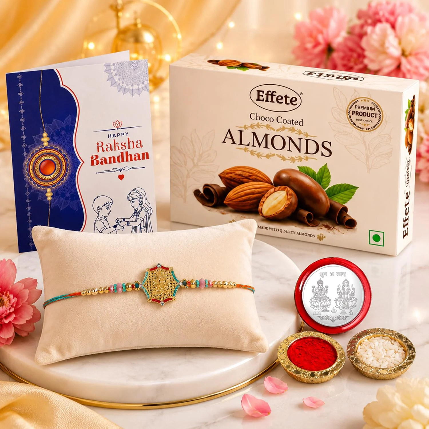 Ganu Ji Design Rakhi with Chocolate for Brother – Raksha Bandhan Gift Combo (Set of