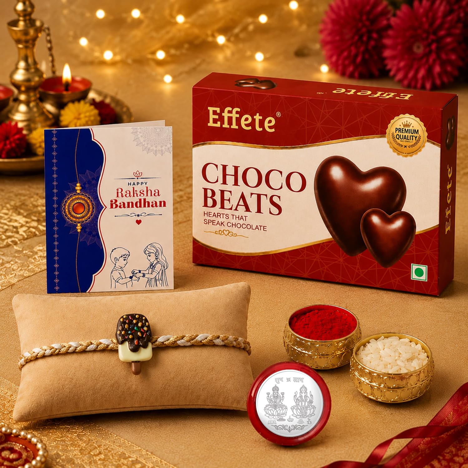Ice Cream Design Rakhi with Chocolate for Brother – Raksha Bandhan Gift Combo (Set of