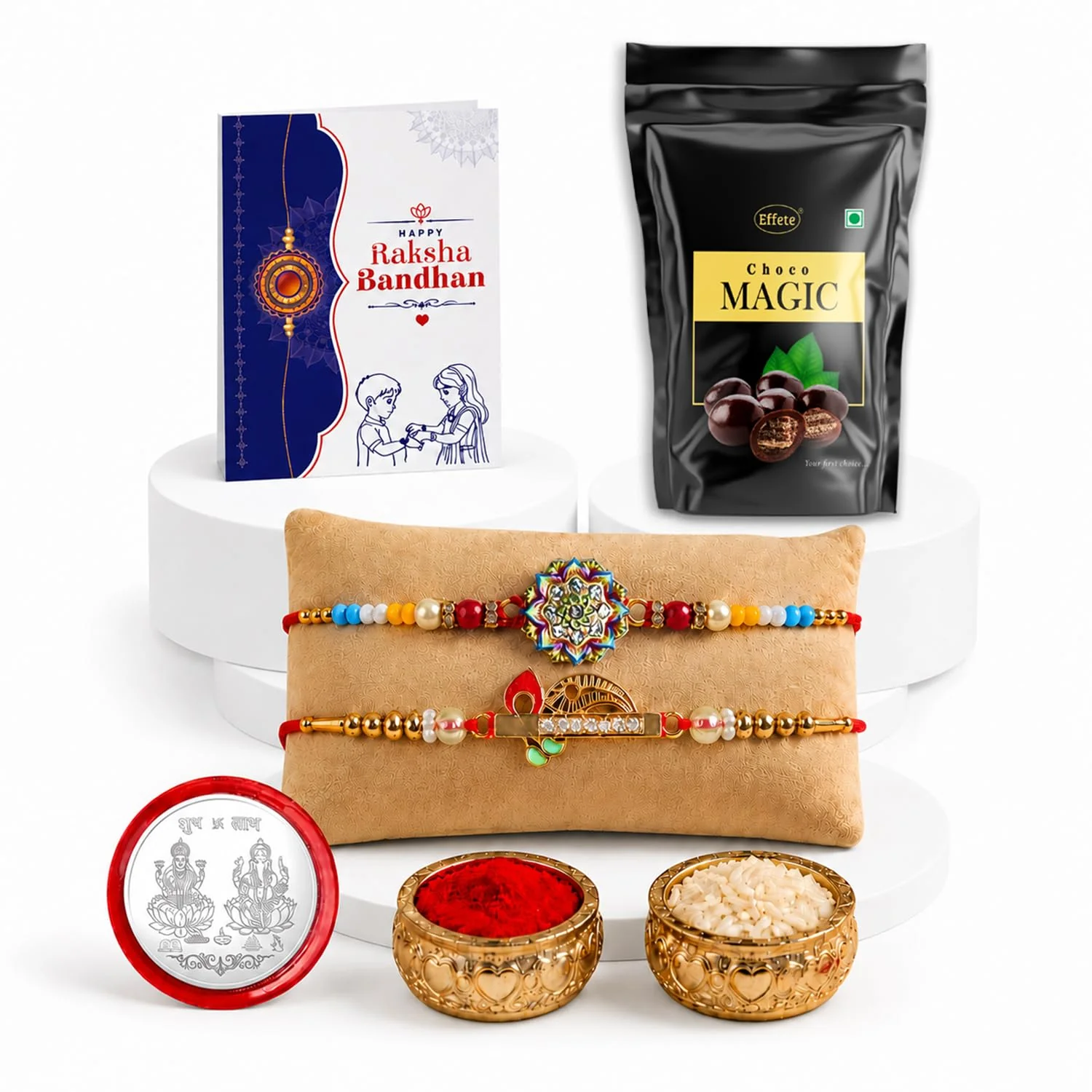 Murli and Flower Rakhi with Chocolate for Brother – Raksha Bandhan Gift Combo (Pack - Image 2