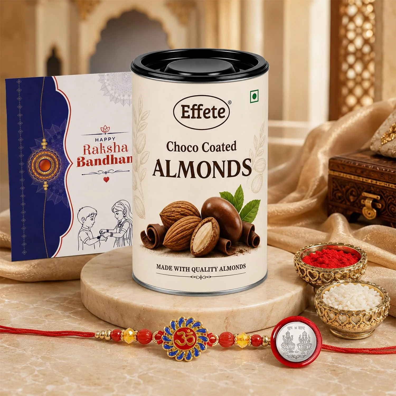Om Stylish Rakhi with Chocolate for Brother – Raksha Bandhan Festive Gift Combo (Set
