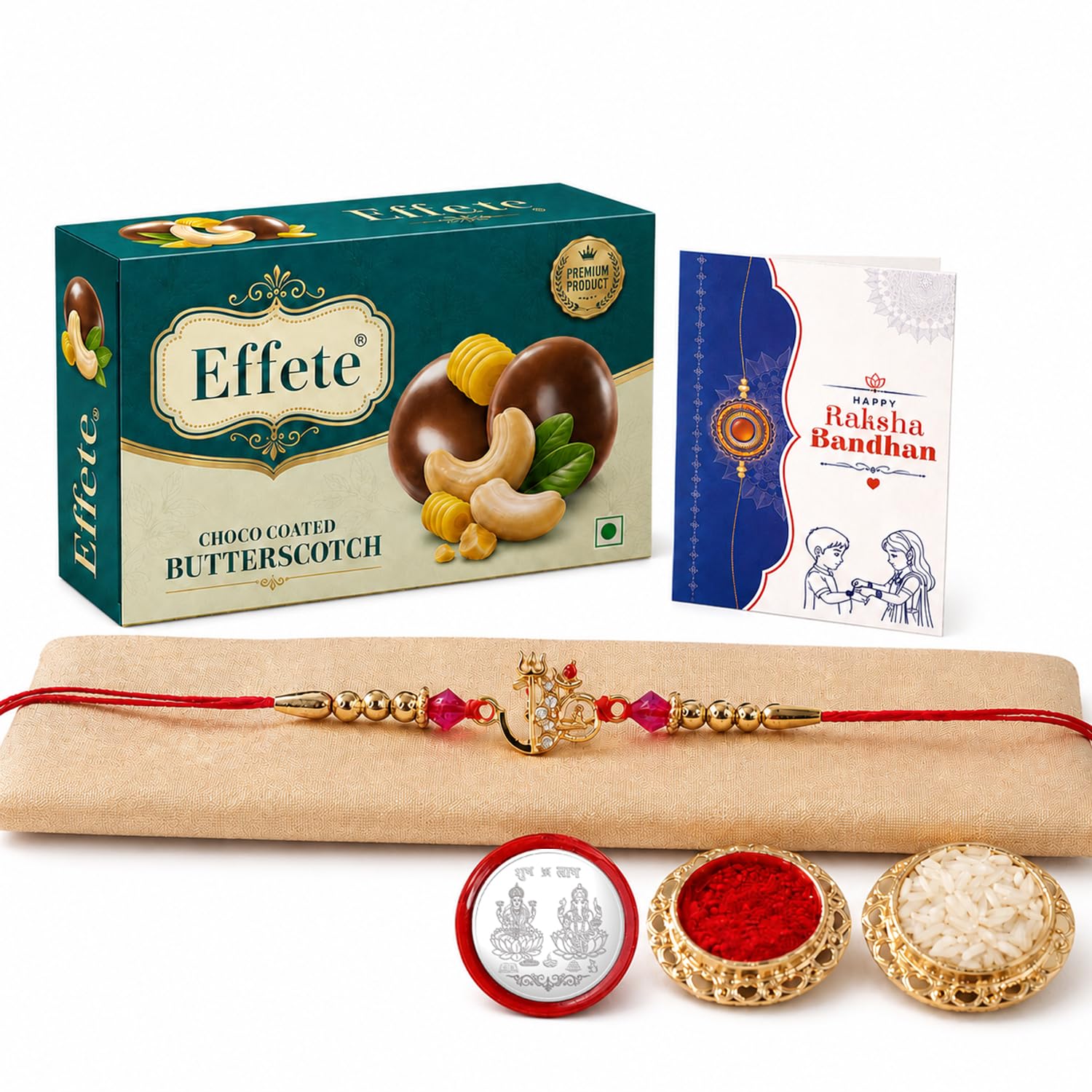 Om Rakhi with Chocolate for Brother – Festive Raksha Bandhan Gift Combo (Set of 5) - Image 2