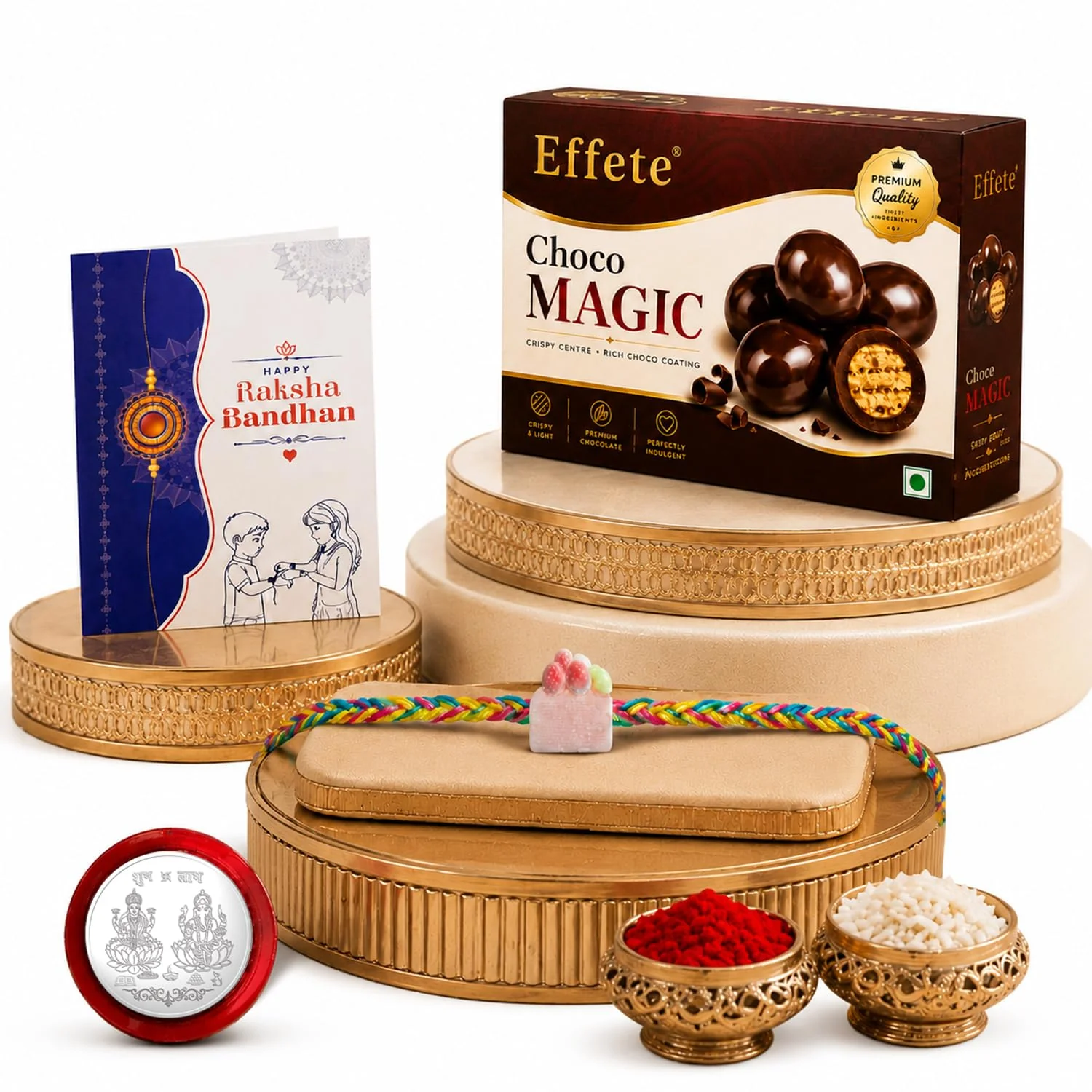 Pastry Style Rakhi with Chocolate for Brother – Raksha Bandhan Gift Combo (Pack of 5) - Image 2