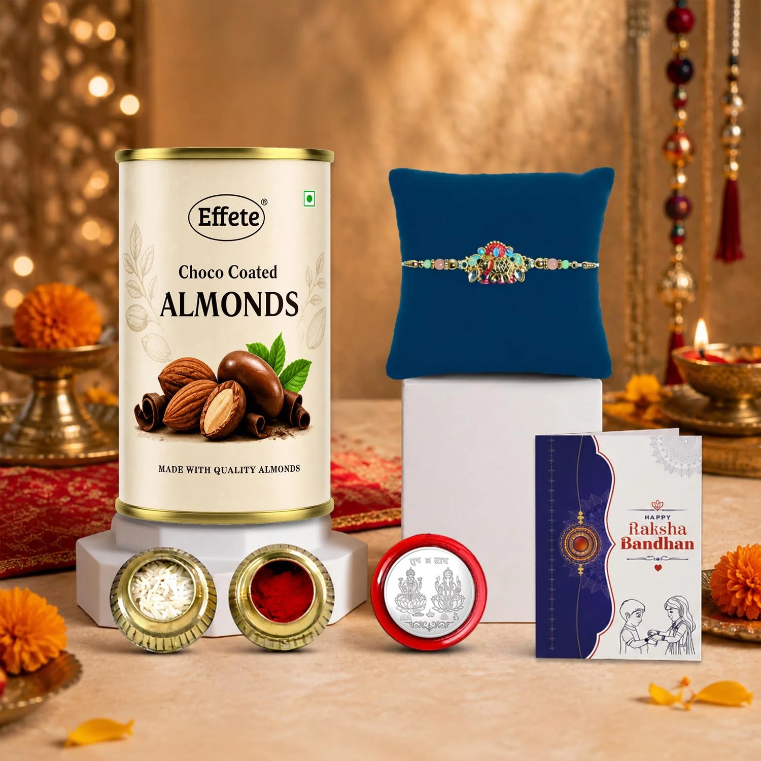 Peacock Stylish Rakhi with Chocolate for Brother – Raksha Bandhan Gift Combo (Pack of