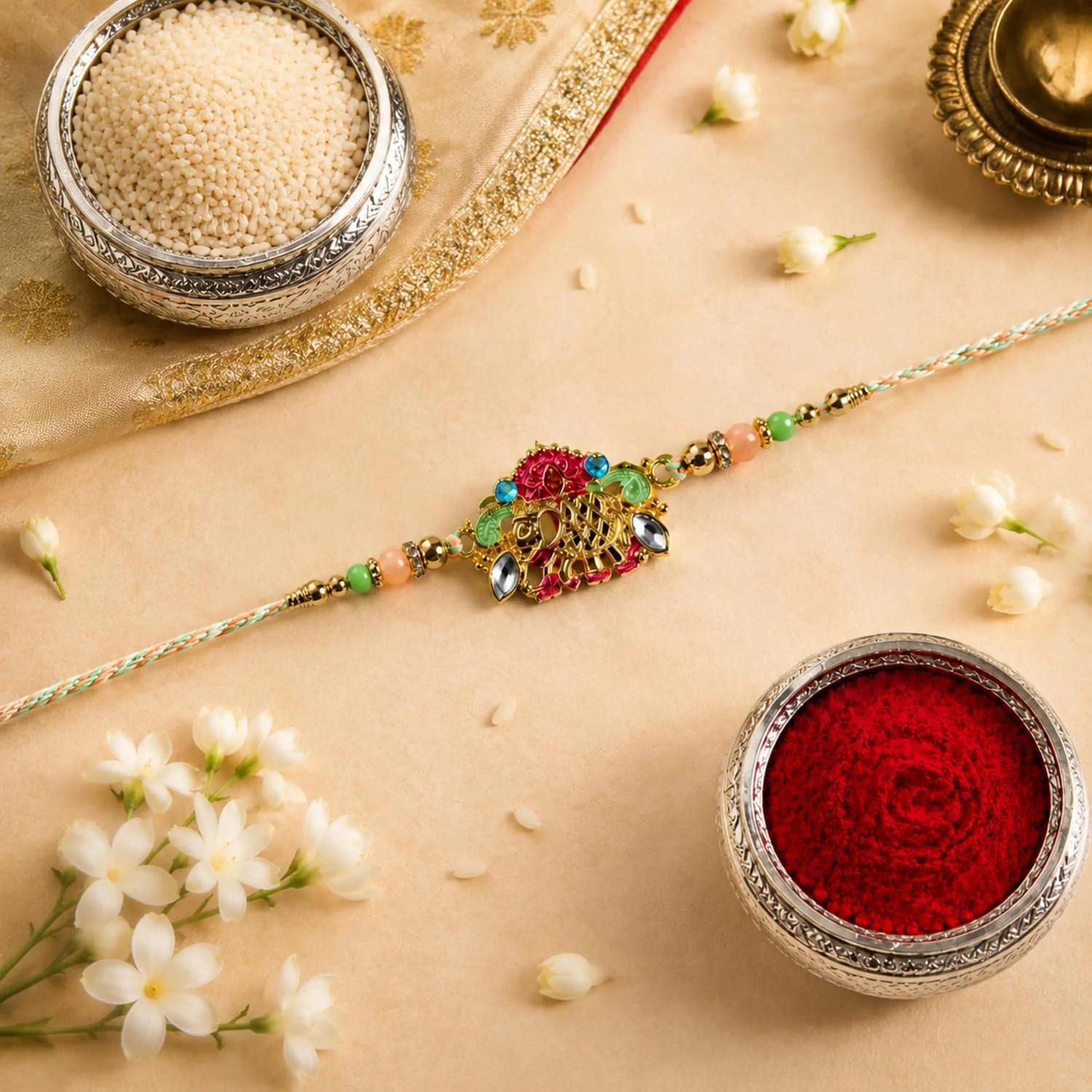 Peacock Stylish Rakhi with Chocolate for Brother – Raksha Bandhan Gift Combo (Pack of - Image 4