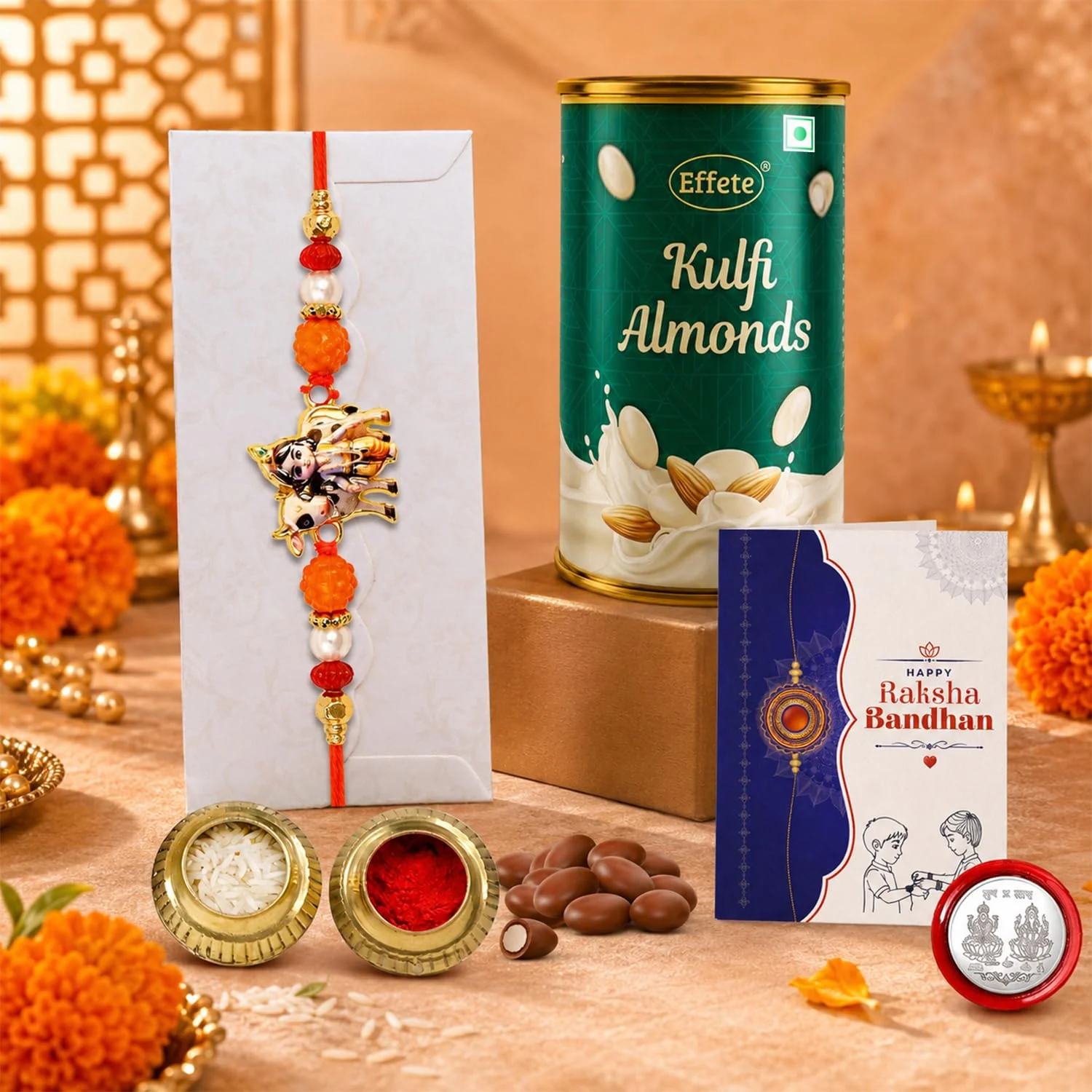 Rakhi Rakhi with Chocolate for Brother – Raksha Bandhan Festive Gift Combo (Pack of - Image 3