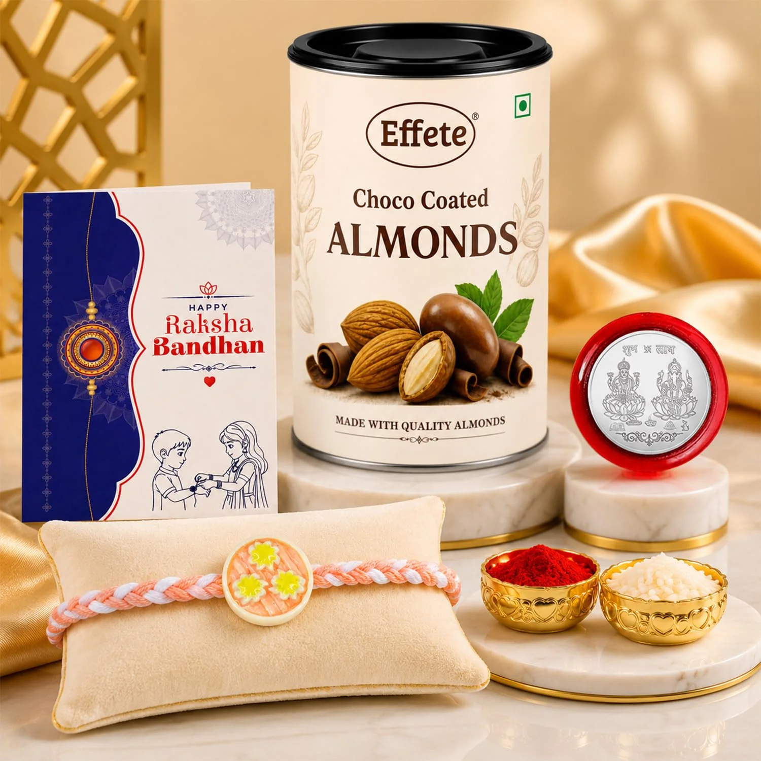 Star Charm Design Rakhi with Chocolate for Brother – Raksha Bandhan Gift Combo (Set - Image 2