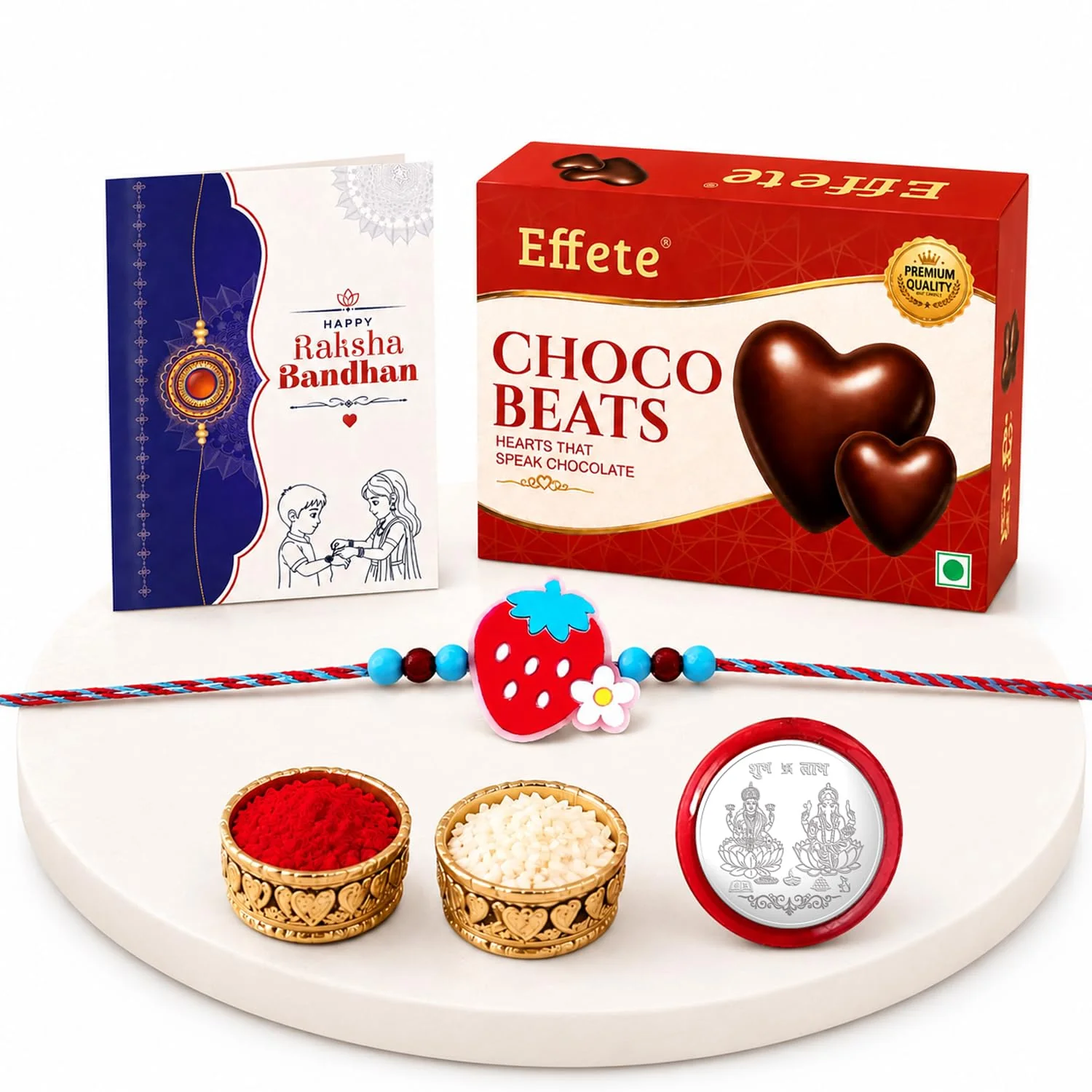 Strawberry Design Rakhi with Chocolate for Brother – Raksha Bandhan Gift Combo (Set - Image 2