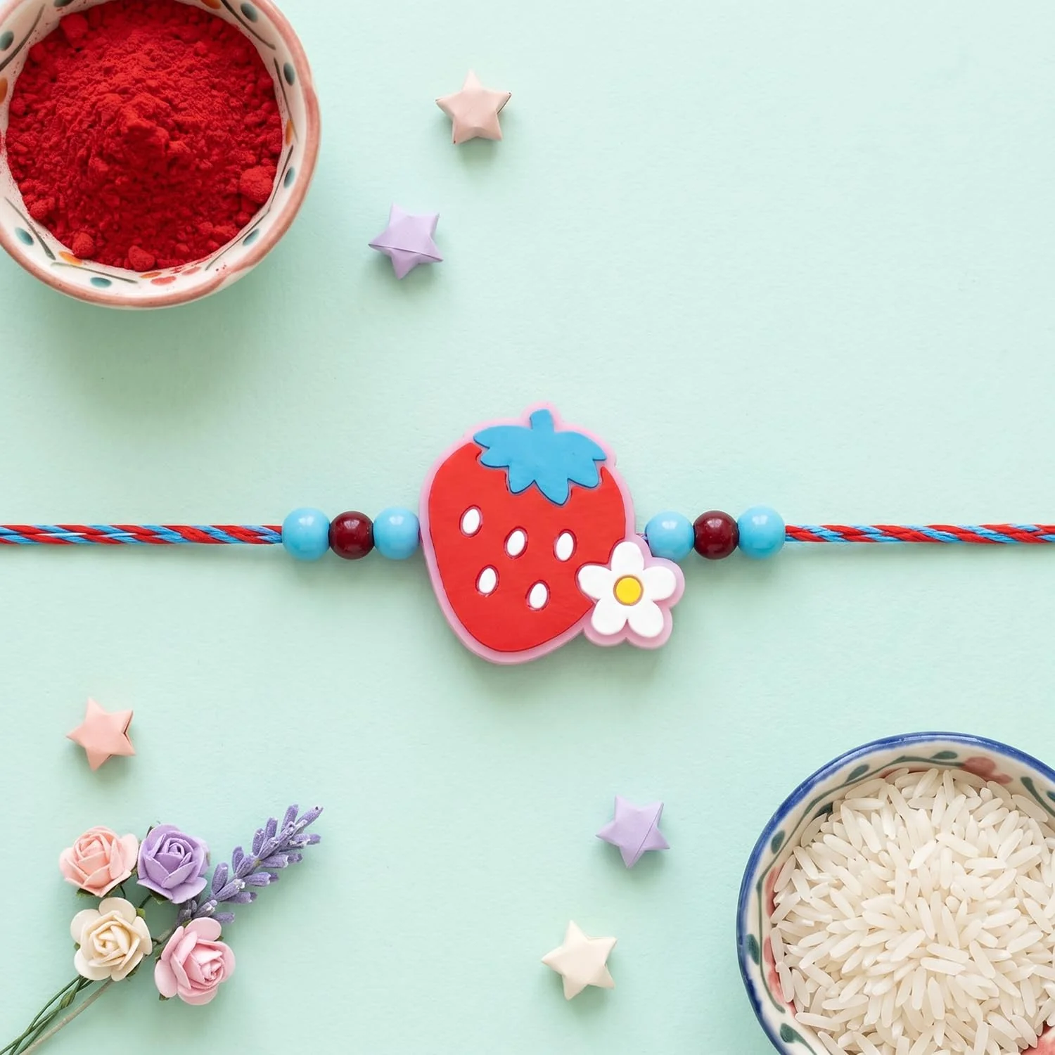 Strawberry Design Rakhi with Chocolate for Brother – Raksha Bandhan Gift Combo (Set - Image 3