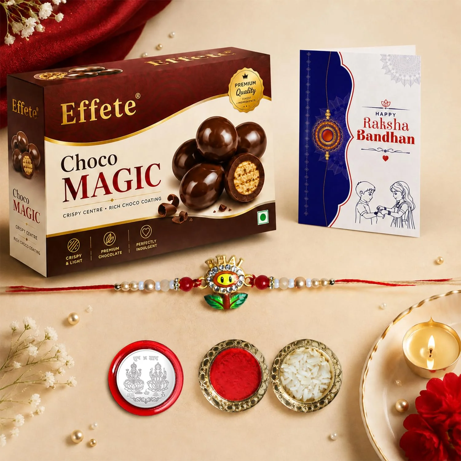 Sunflower Rakhi with Chocolate for Brother – Raksha Bandhan Festive Gift Combo (Pack