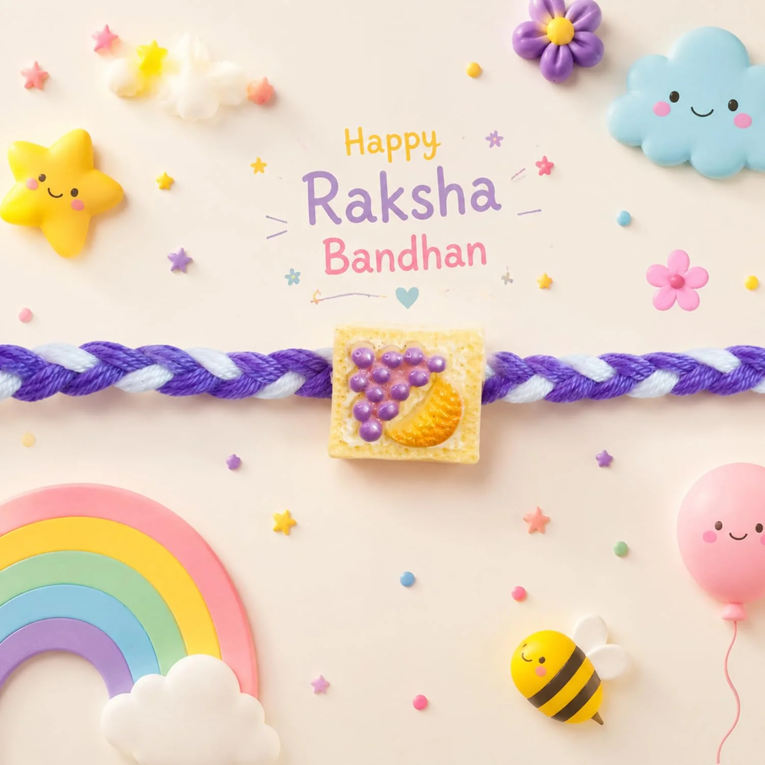 Toast Design Rakhi with Chocolate for Brother – Raksha Bandhan Gift Combo (Set of 5) - Image 3