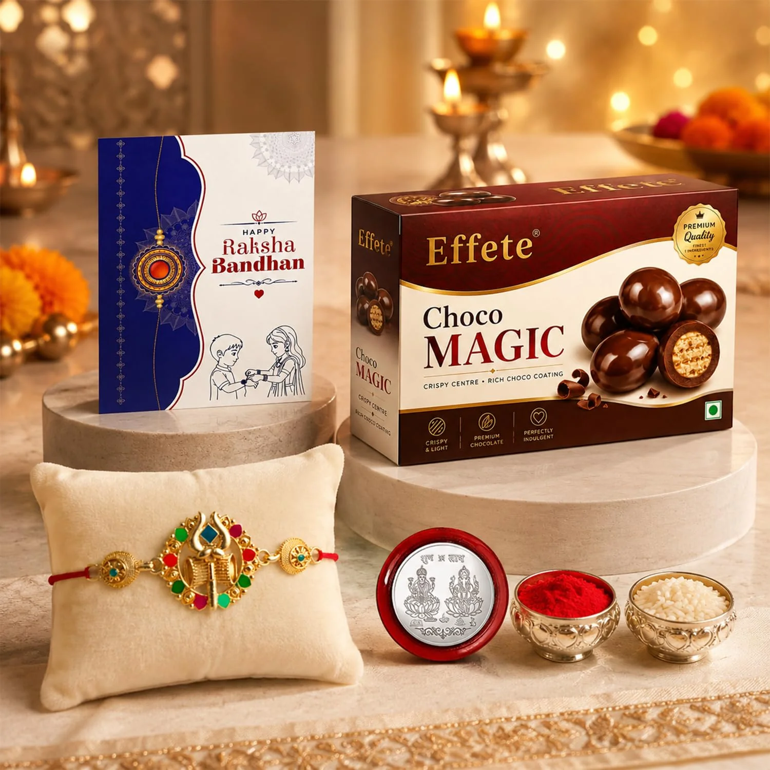 Trishul Rakhi with Chocolate for Brother – Raksha Bandhan Festive Gift Combo (Pack of